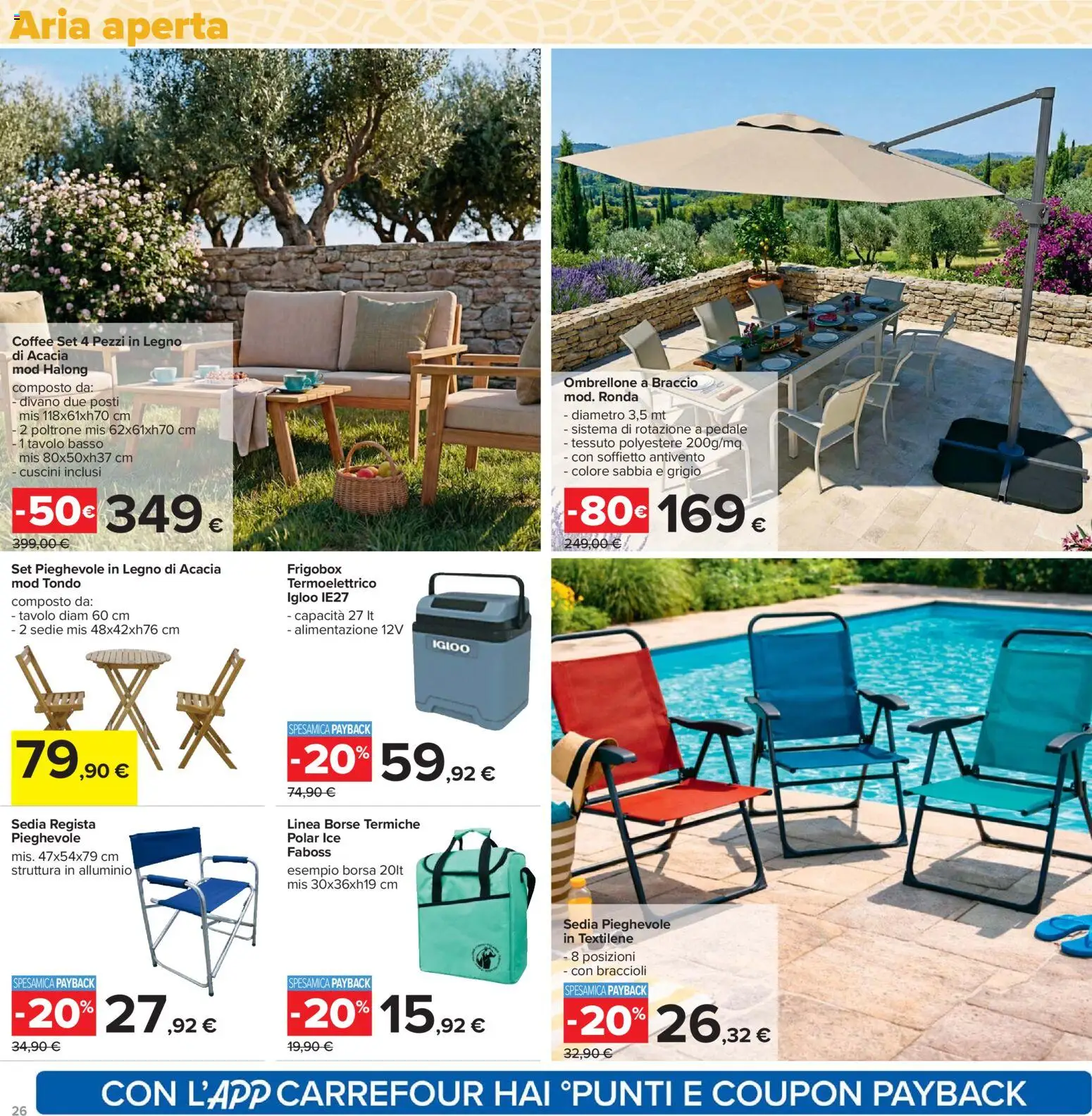 Volantino Carrefour del 21.04.2026 | Pagina: 26 | Prodotti: Braccioli, Borsa, Alluminio, Sedia