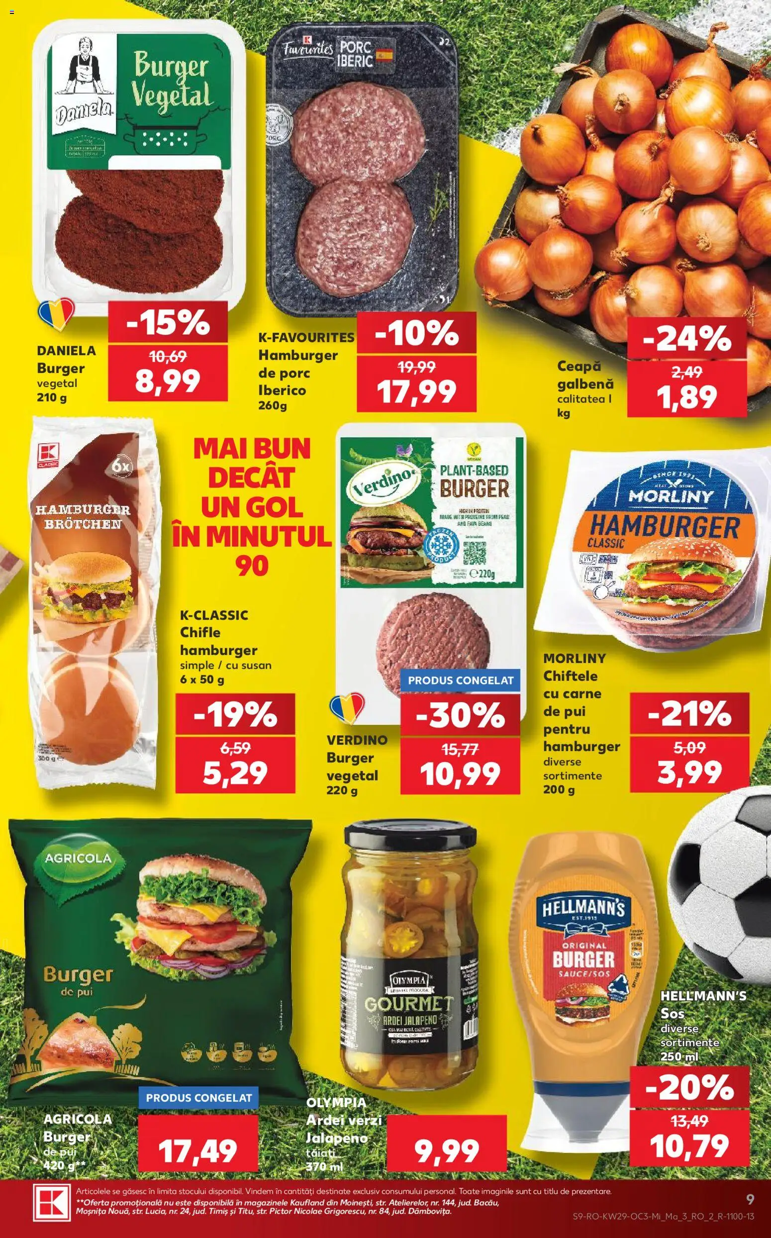 Noul catalog Kaufland – valabil de la 15.07.2026 | Pagină: 9 | Produse: Pui, Ardei, Hamburger, Burger