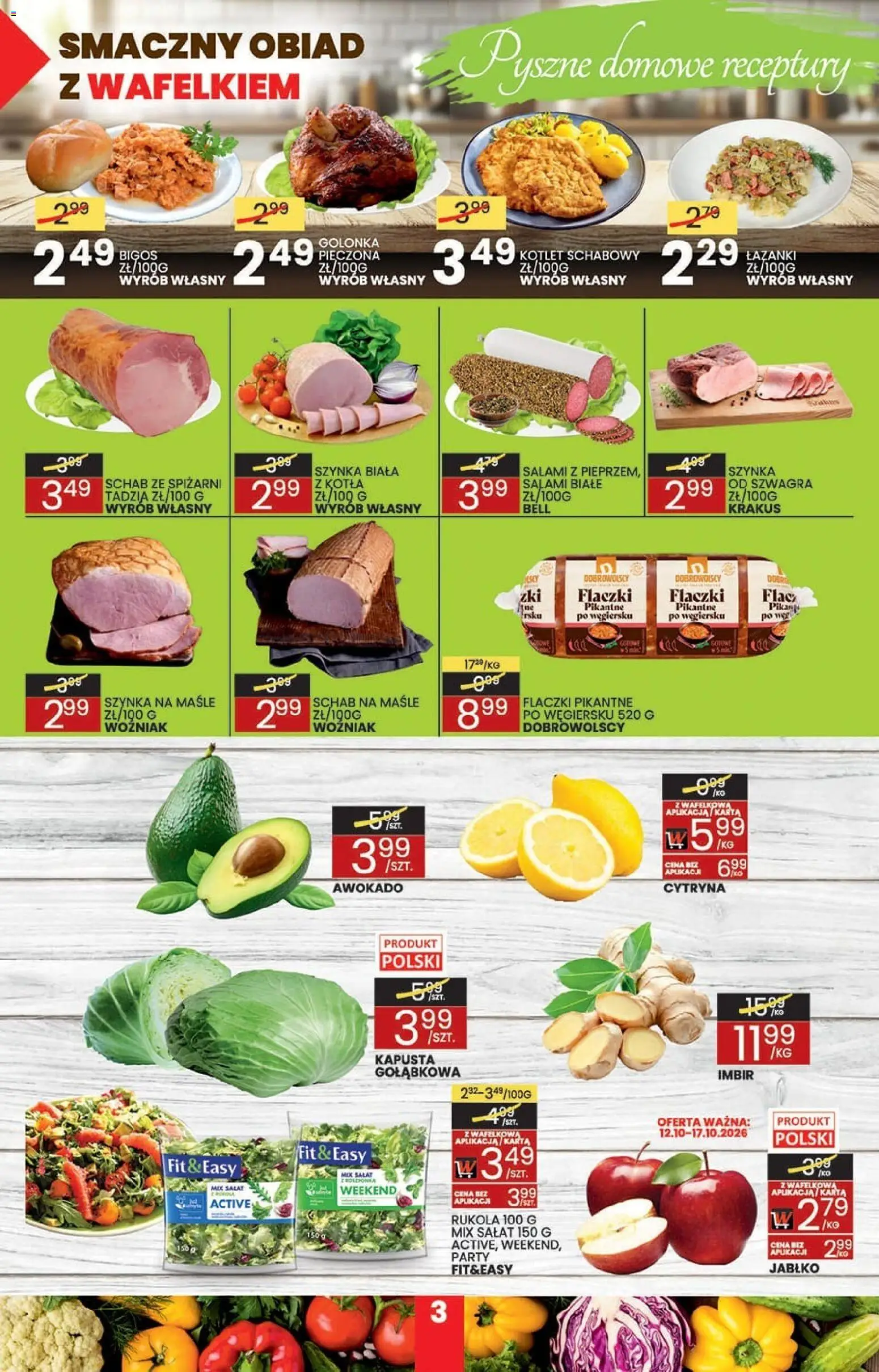 Wafelek gazetka od 05.10.2026 | Strona: 3 | Produkty: Karta, Rukola, Mix sałat, Golonka pieczona