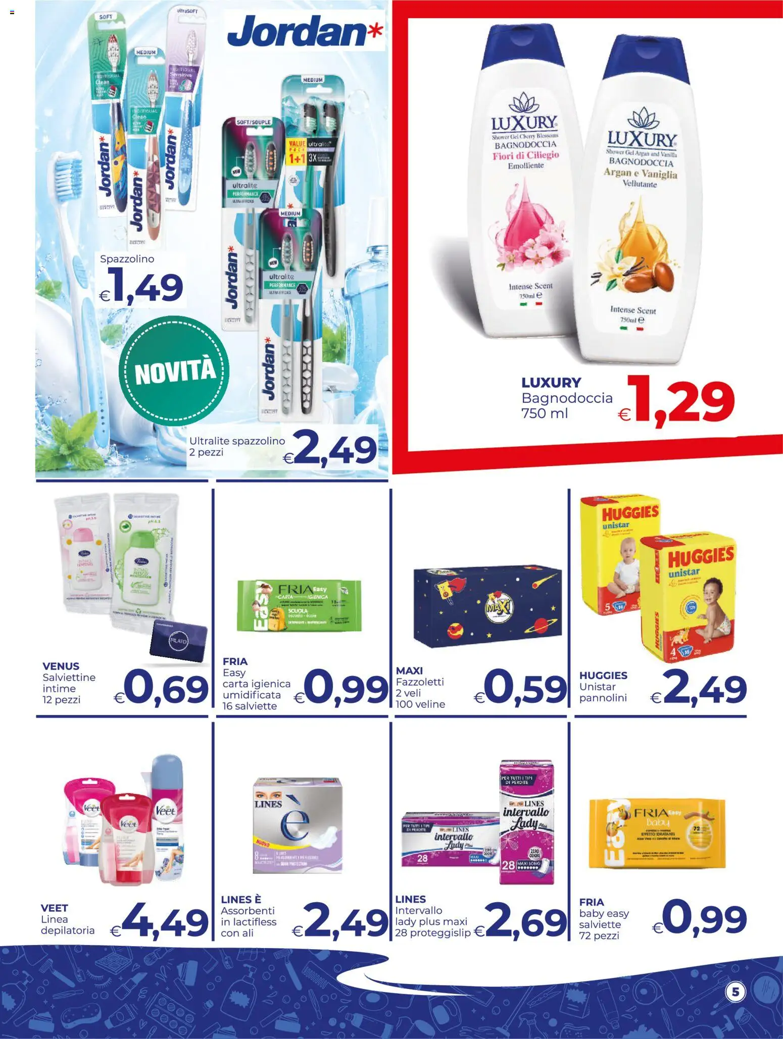 Volantino Pilato del 25/08/2026 | Pagina: 5 | Prodotti: Pannolini, Spazzolino, Veline, Assorbenti