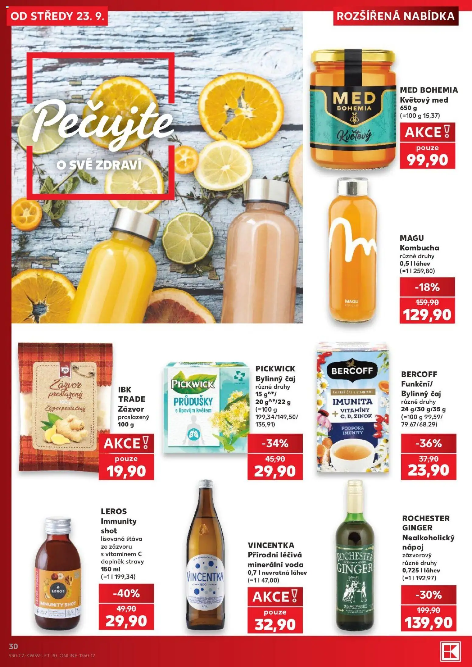 Kaufland leták - Kolín od 23.09.2026 | Strana: 30 | Produkty: Kombucha, Vitamíny, Minerální voda, Láhev