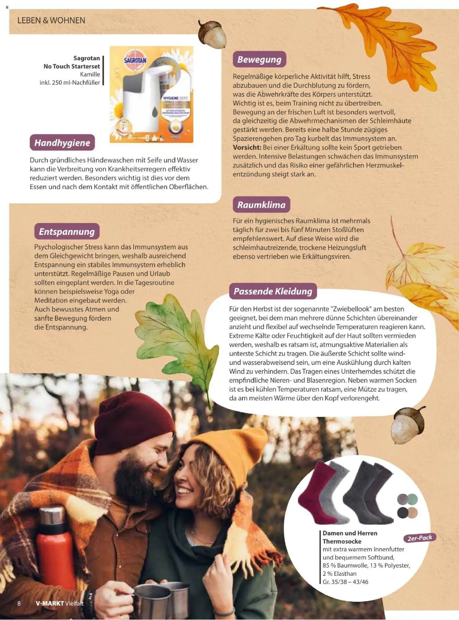 V-Markt Vielfals September / Oktober – gültig ab 01.09.2026 | Seite: 8 | Produkte: Seife, Wasser, Socken