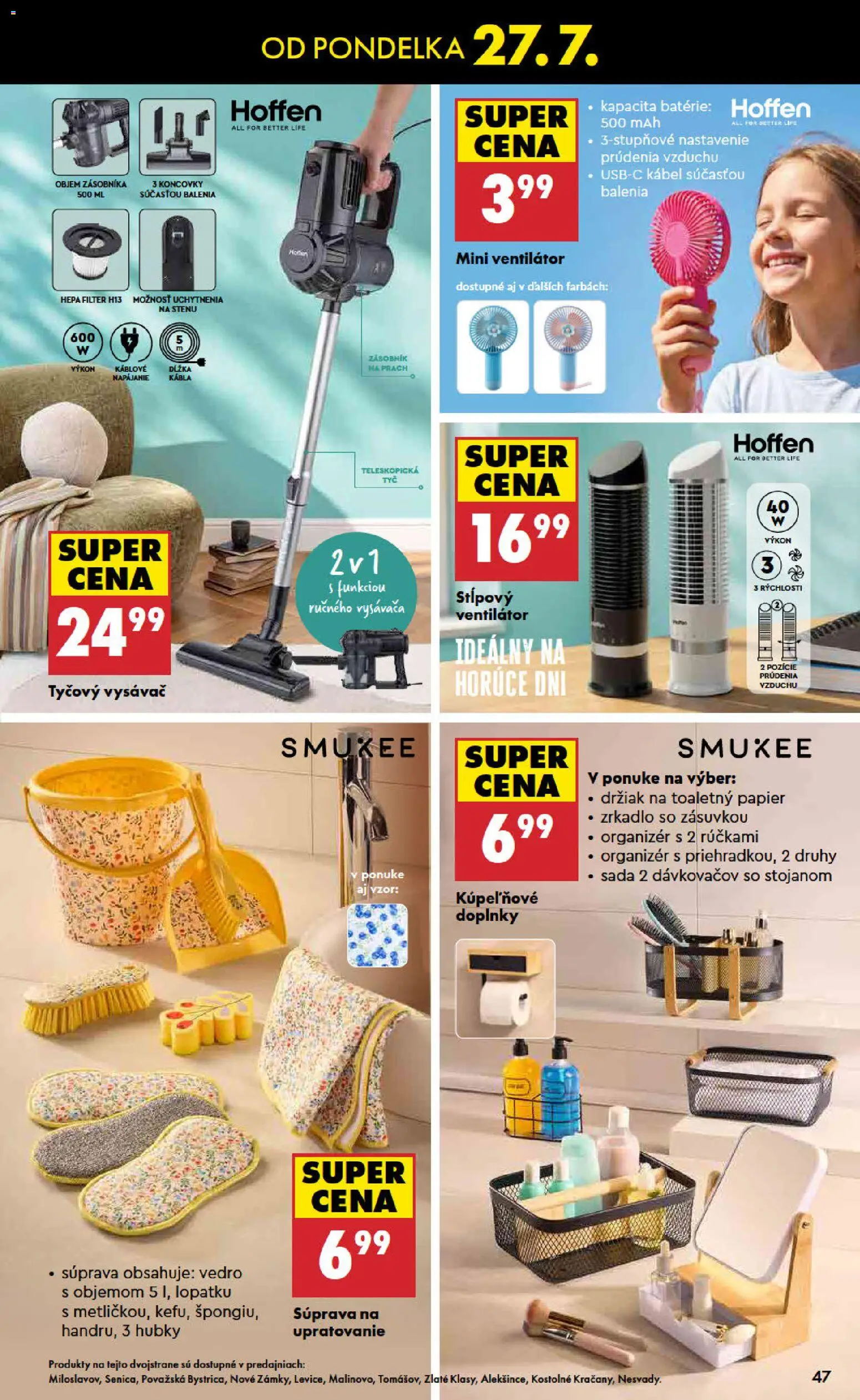 Nové Biedronka akcie – leták je platný od 23.07.2026 | Strana: 47 | Produkty: Organizér, Zrkadlo, Ventilátor, Tyčový vysávač