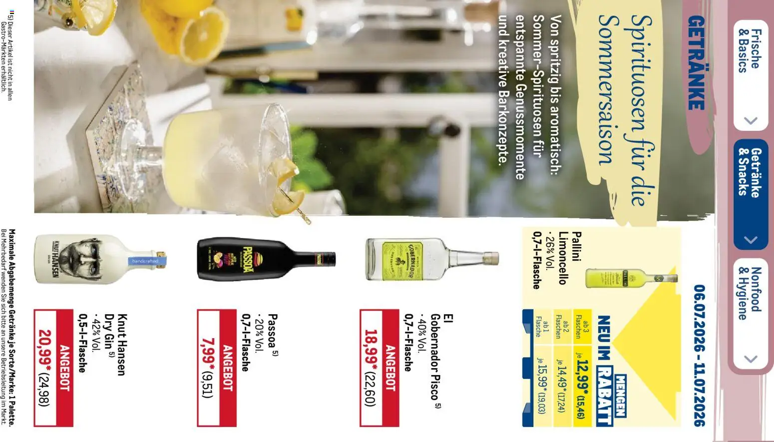 Metro Prospekt – gültig ab 06.07.2026 | Seite: 32 | Produkte: Limoncello, Gin