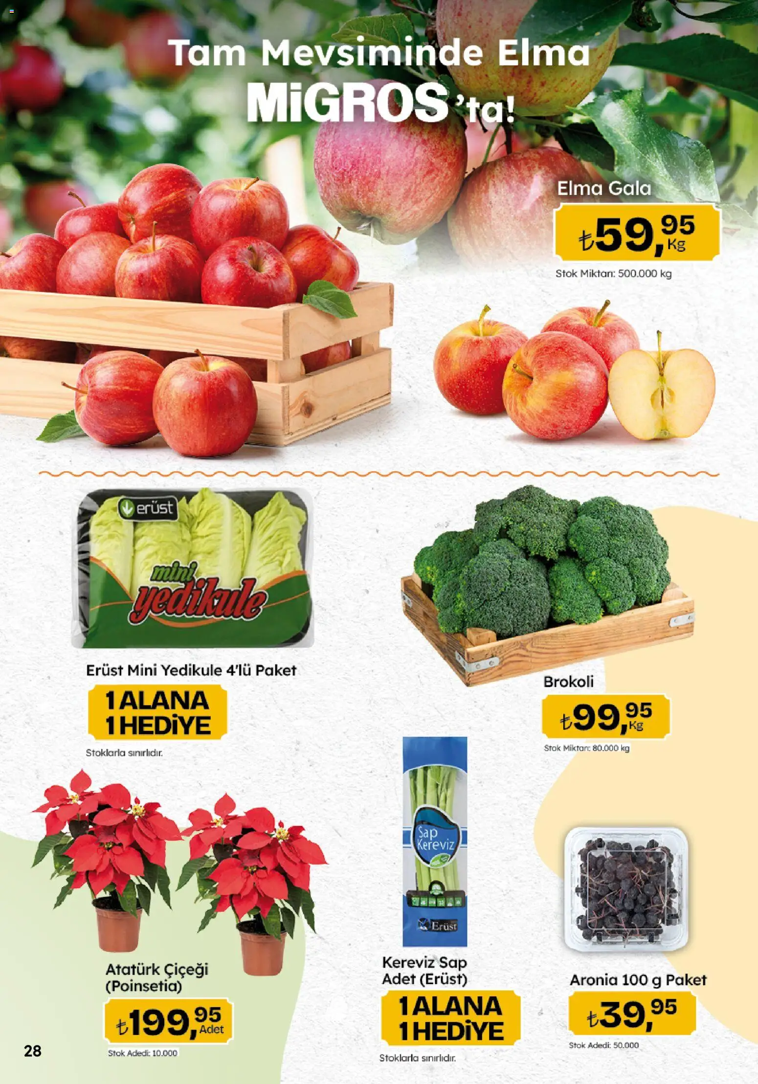 Migros Katalog - 5M Migroskop Dijital - 05 Ekim 2026 tarihinden itibaren geçerlidir | Sayfa: 28 | Ürünler: Elma, Kereviz, Brokoli