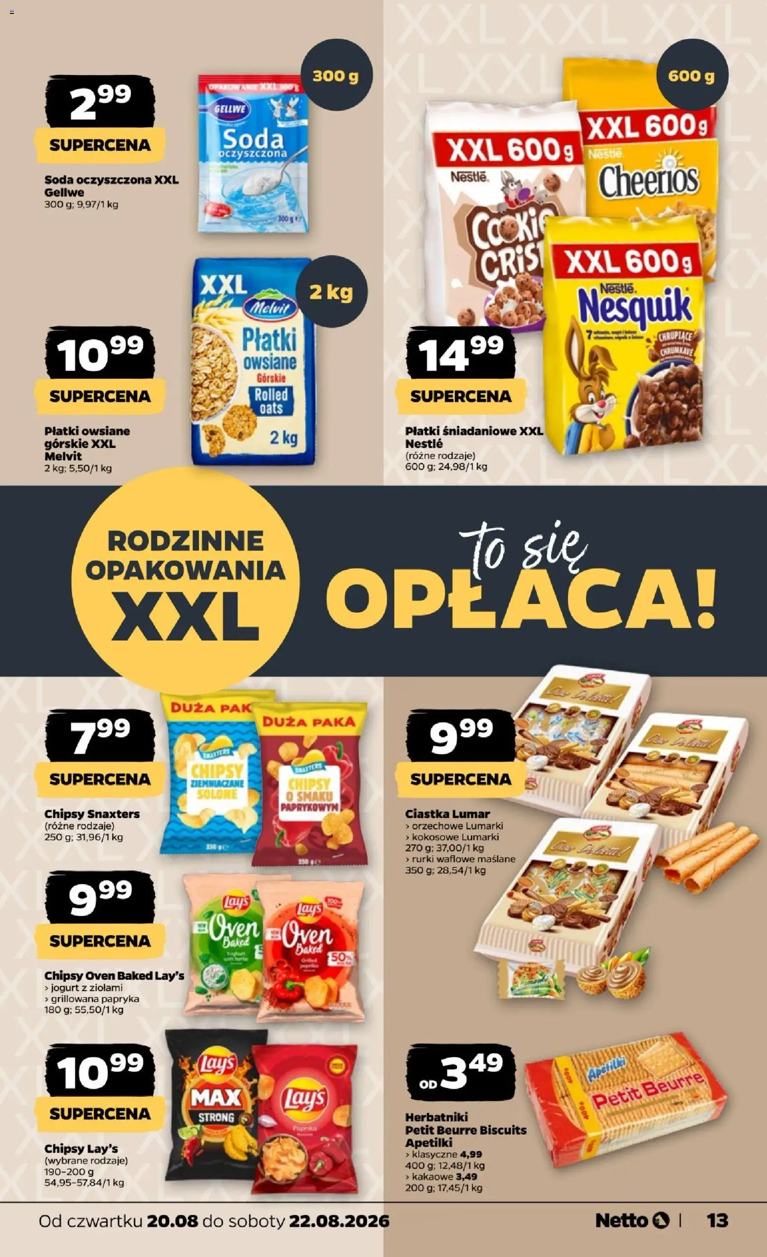 Netto gazetka od czwartku od 20.08.2026 | Strona: 13 | Produkty: Soda oczyszczona, Papryka, Chipsy ziemniaczane, Jogurt