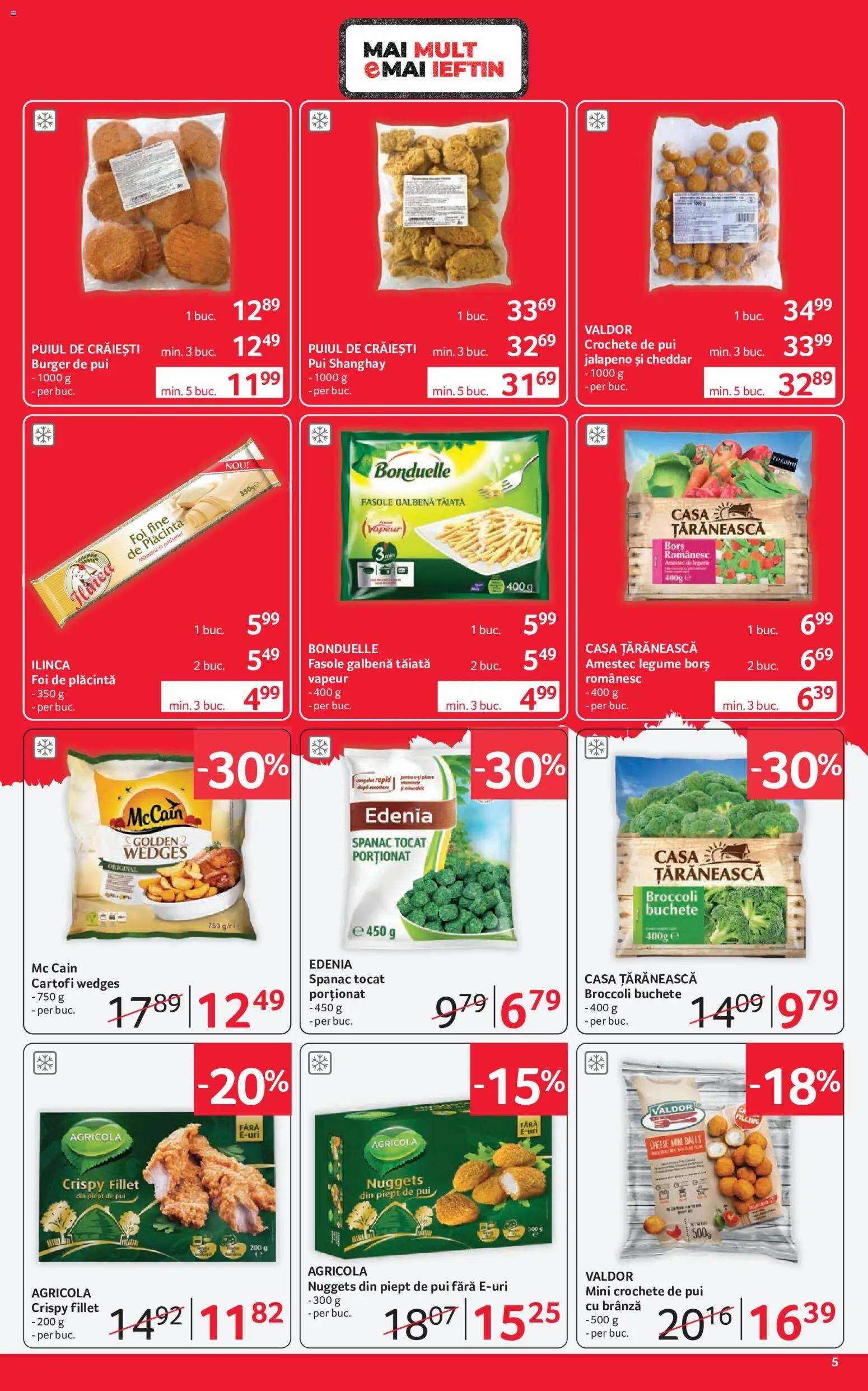 Noul catalog Selgros – valabil de la 24.07.2026 | Pagină: 5 | Produse: Hacıyatmaz Kedi Oyuncağı, Plăcintă, Burger, Legume