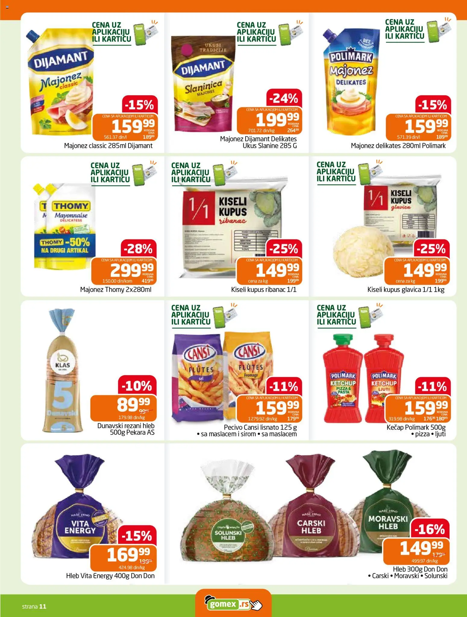 Gomex katalog - važi od 30.09.2026 | Strana: 11 | Proizvode: Majonez, Kečap, Pekara, Hleb