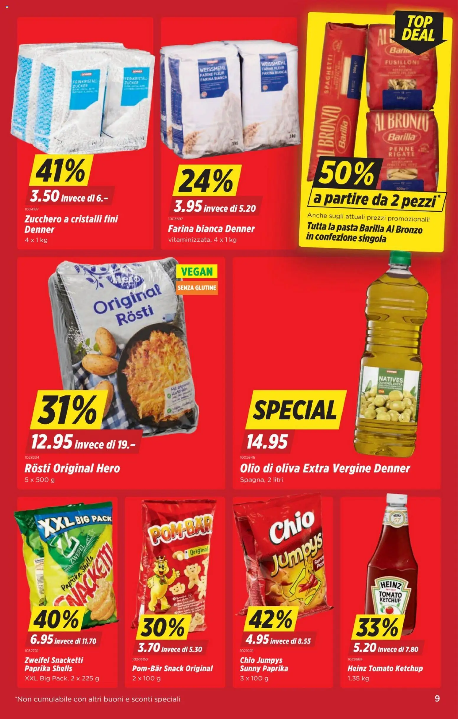 Denner aktionen IT – gültig ab 29.10.2026 | Seite: 9 | Produkte: Barilla, Snacks, Paprika, Ketchup