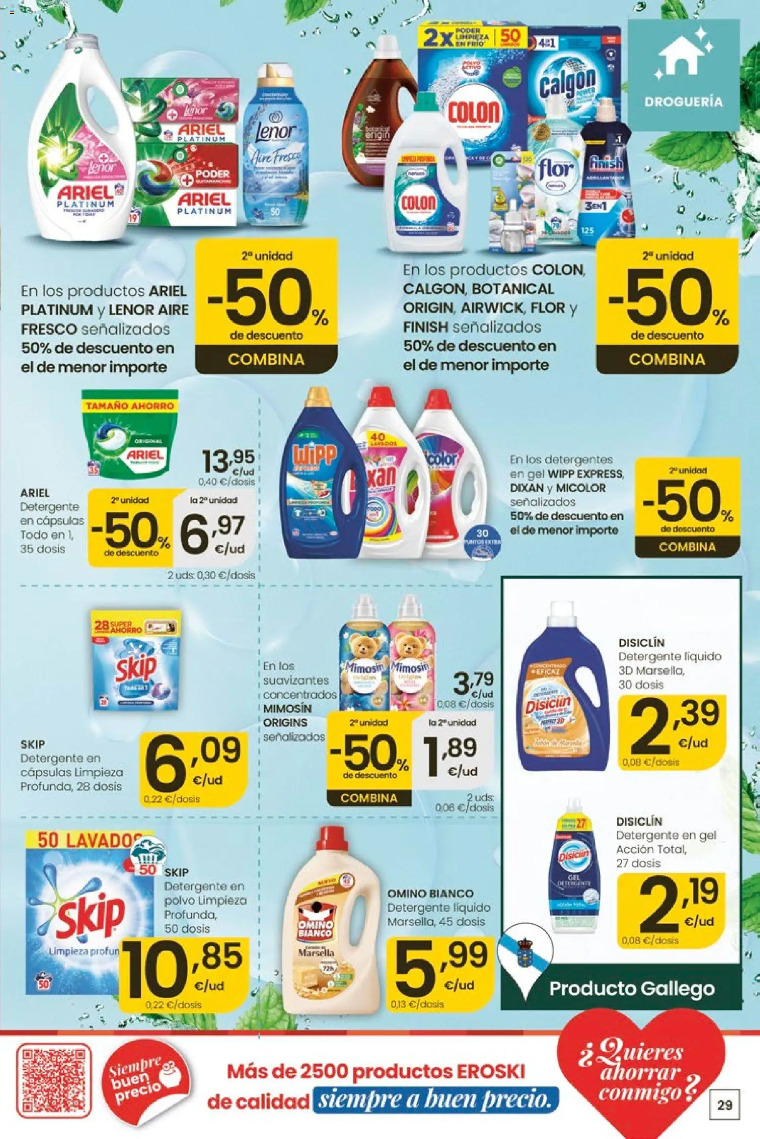 Eroski Quieres ahorrar conmigo │ válido desde el 14.05.2026 | Página: 29 | Productos: Polvo, Detergente, Detergente líquido