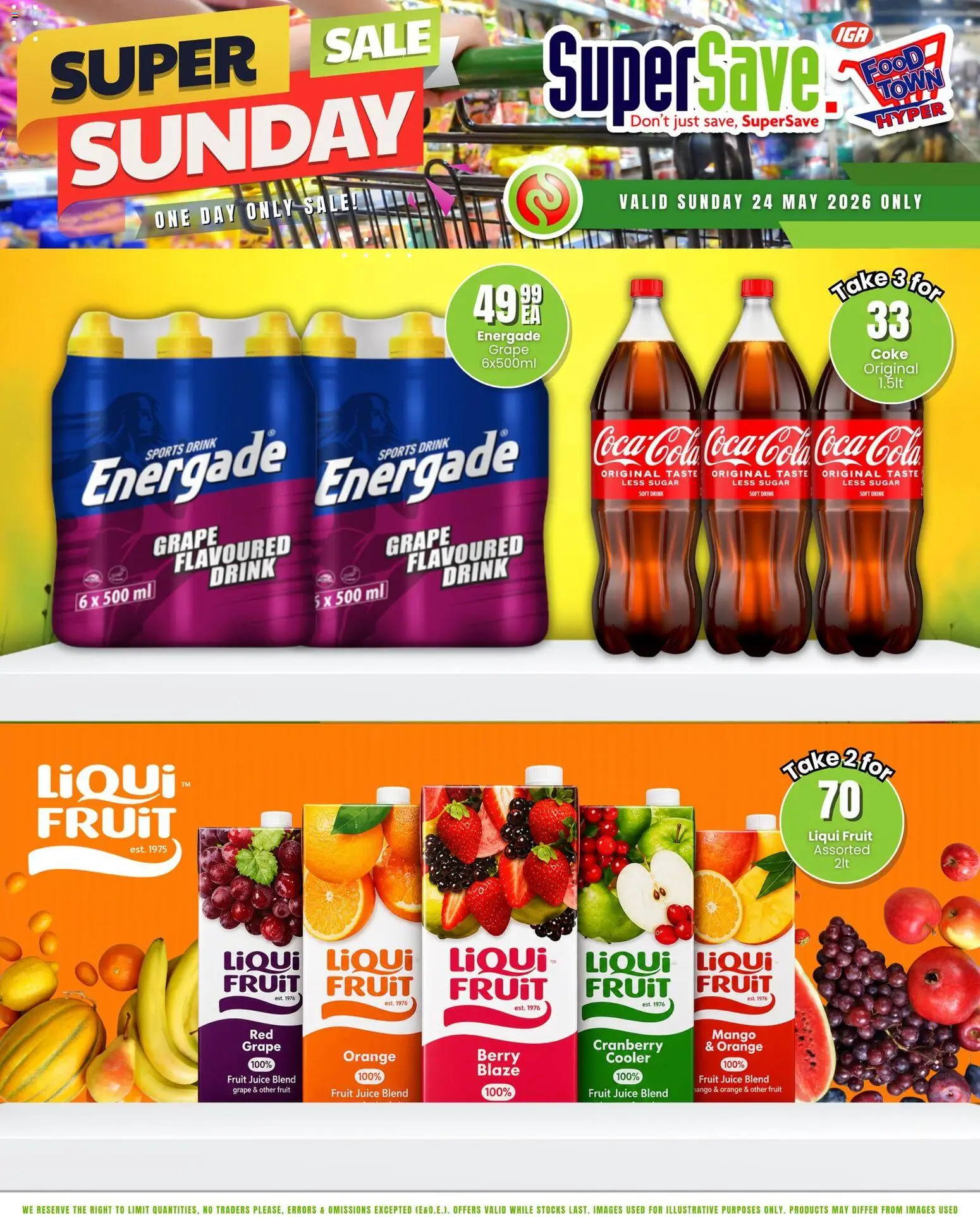New Super Save catalogue – valid from 24.05.2026 | Page: 6 | Products: Coke, Juice, Fruit, Sugar