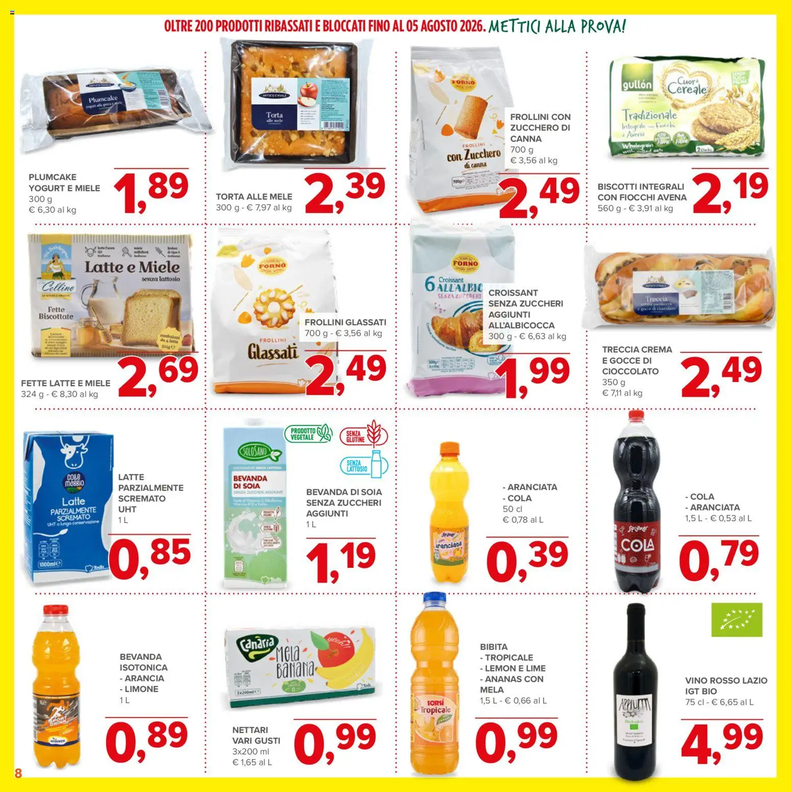 Volantino Todis del 11/06/2026 | Pagina: 8 | Prodotti: Vino, Lime, Fette biscottate, Miele