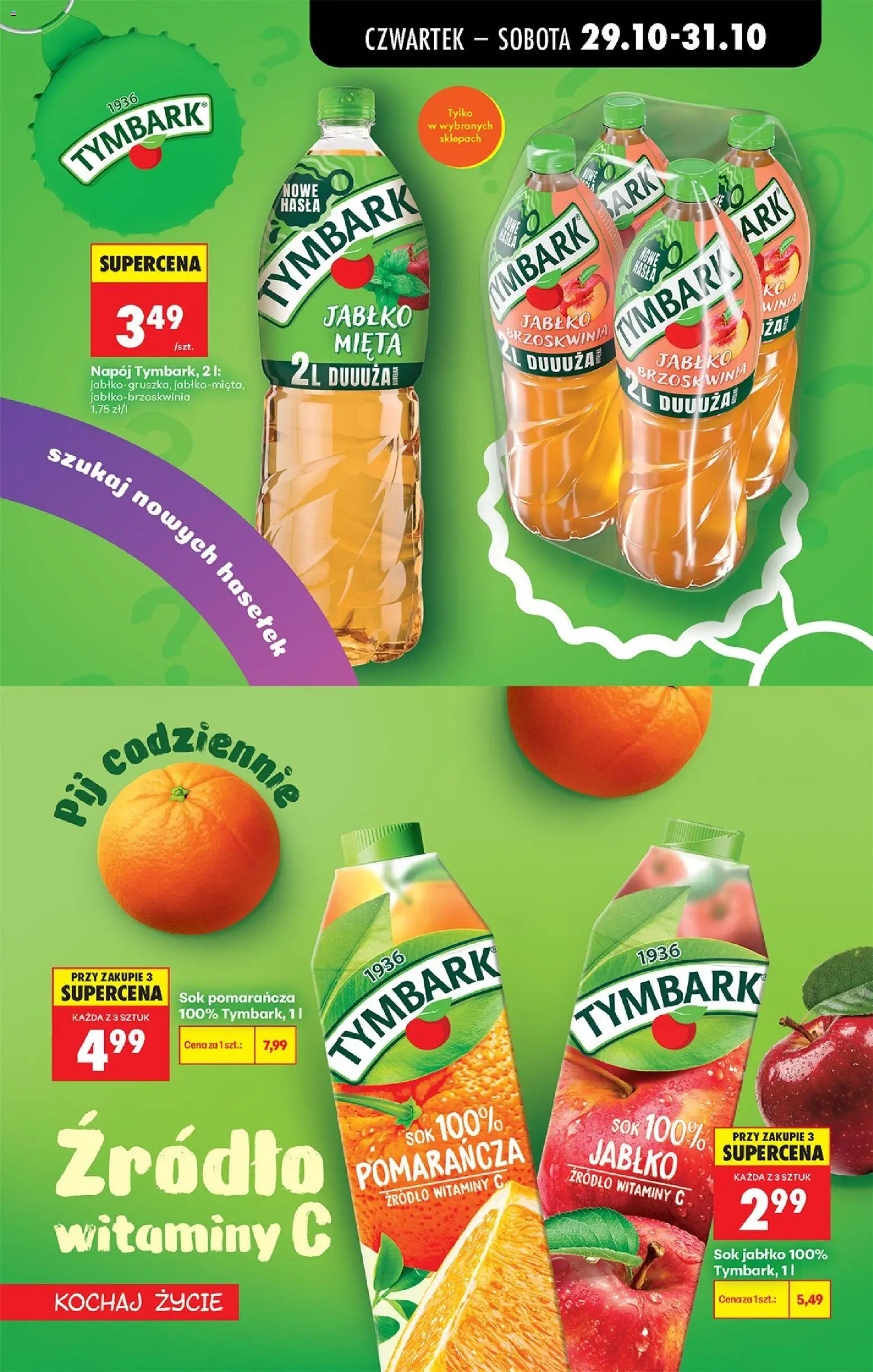 Biedronka gazetka od czwartku od 29.10.2026 | Strona: 81 | Produkty: Brzoskwinia, Tymbark, Mięta, Sok