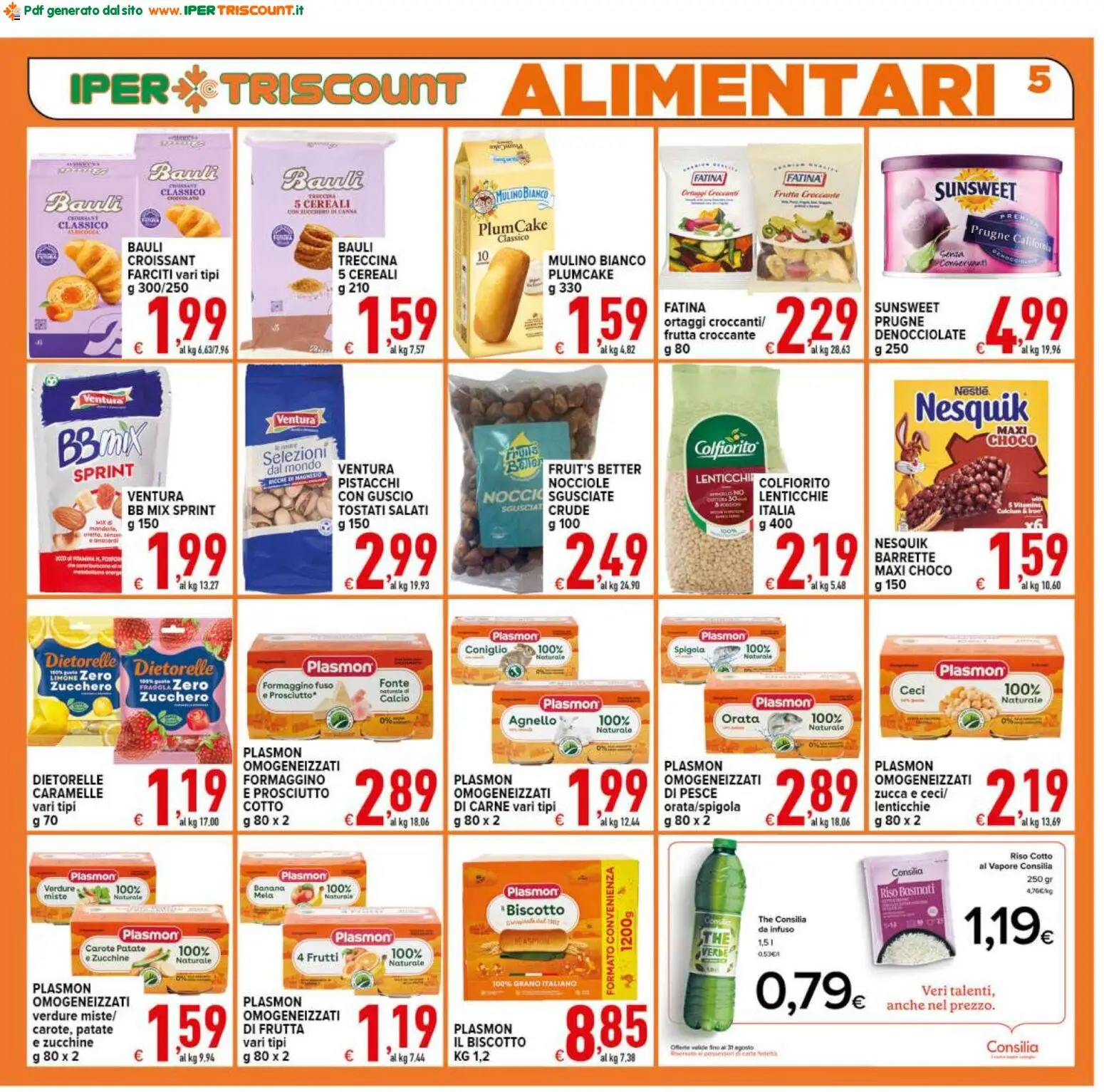 Volantino Ipertriscount del 12/08/2026 | Pagina: 5 | Prodotti: Riso Basmati, Cereali, Coniglio, Spigola