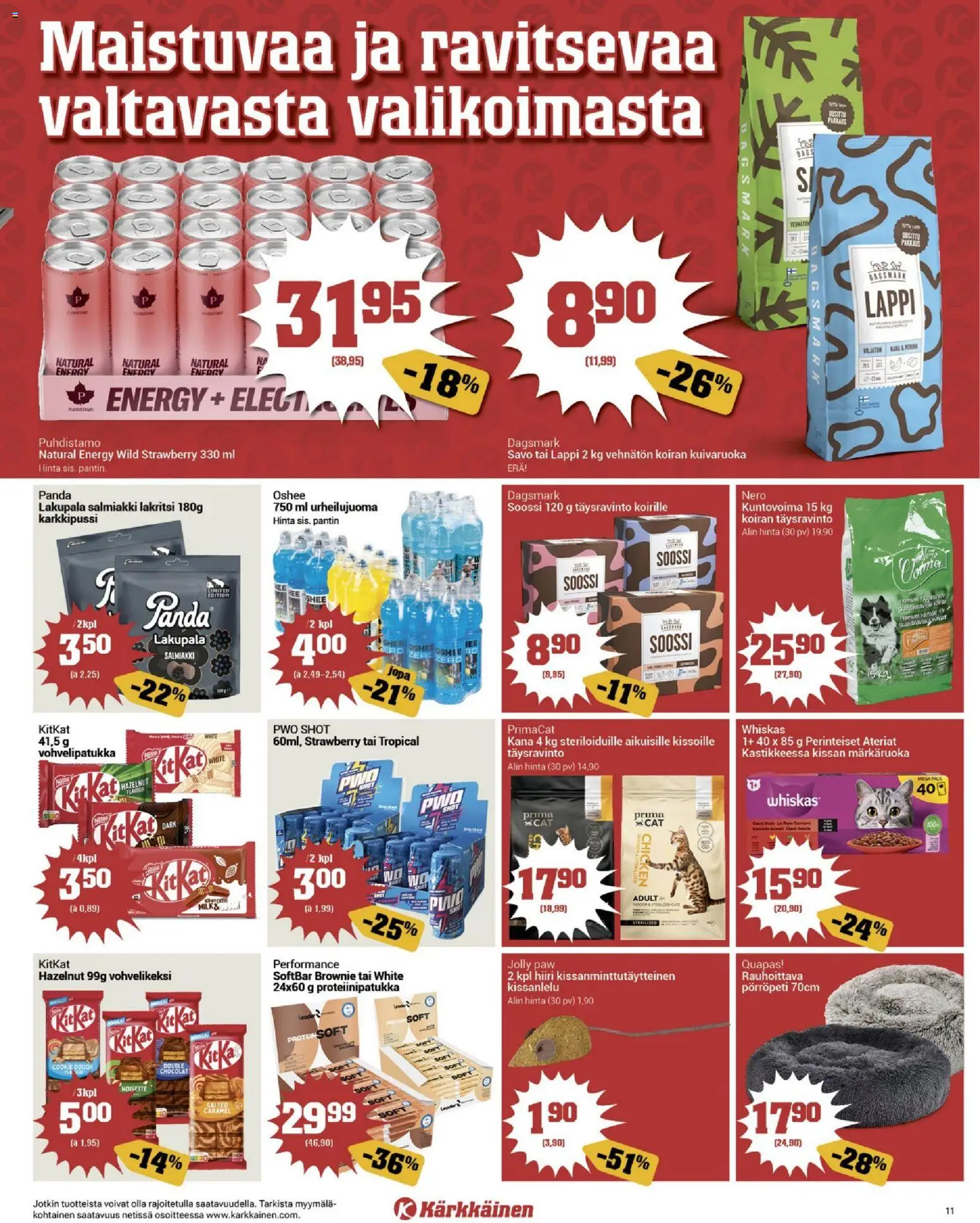 Kärkkäinen tarjoukset - Seinäjoen alue – voimassa 20.05.2026 alkaen | Sivu: 11 | Tuotteet: Kana, Lakritsi, Hiiri, Proteiinipatukka