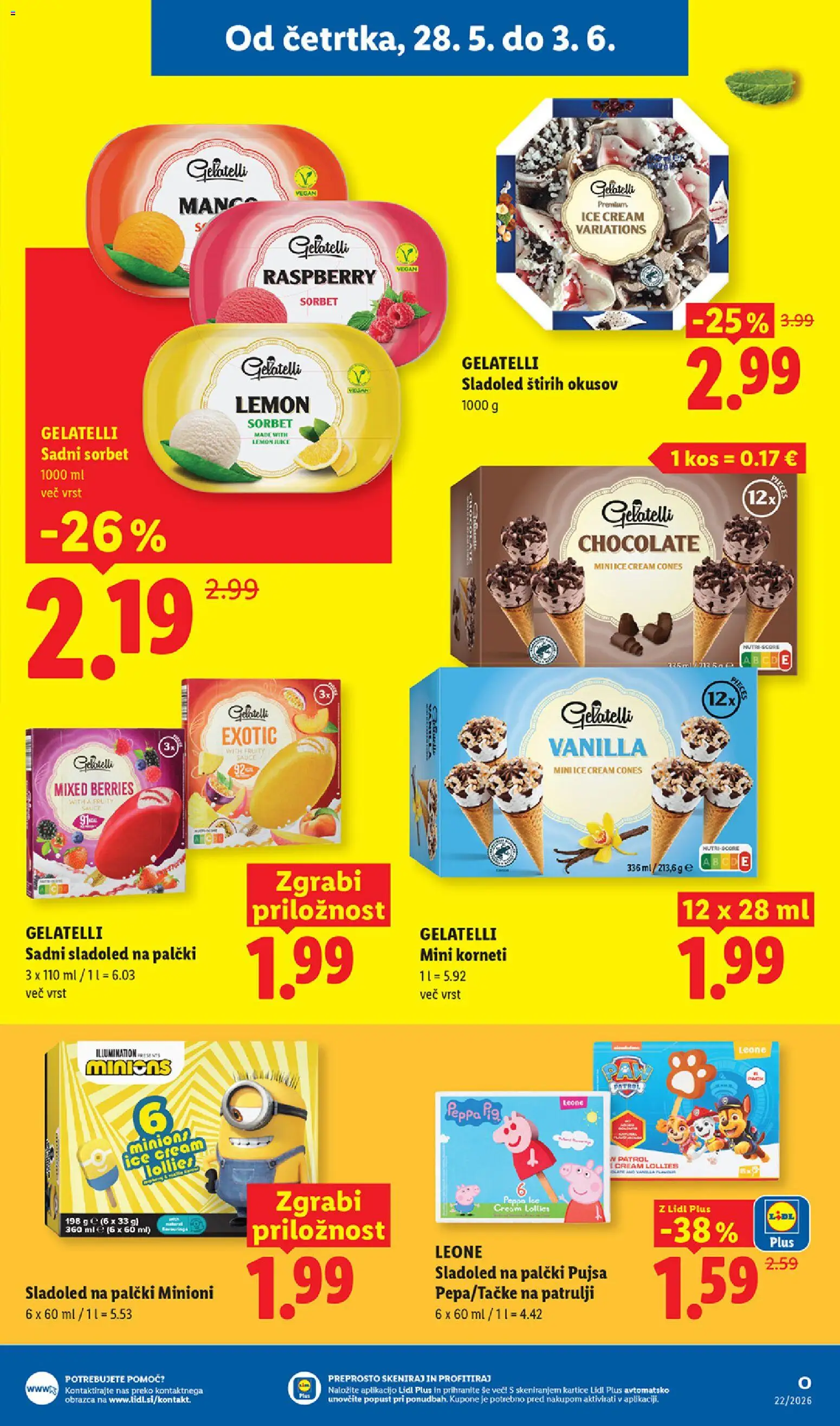 Novi Lidl katalog ponudbe – veljaven od 28.05.2026 | Stran: 15 | Izdelki: Kos, Sladoled
