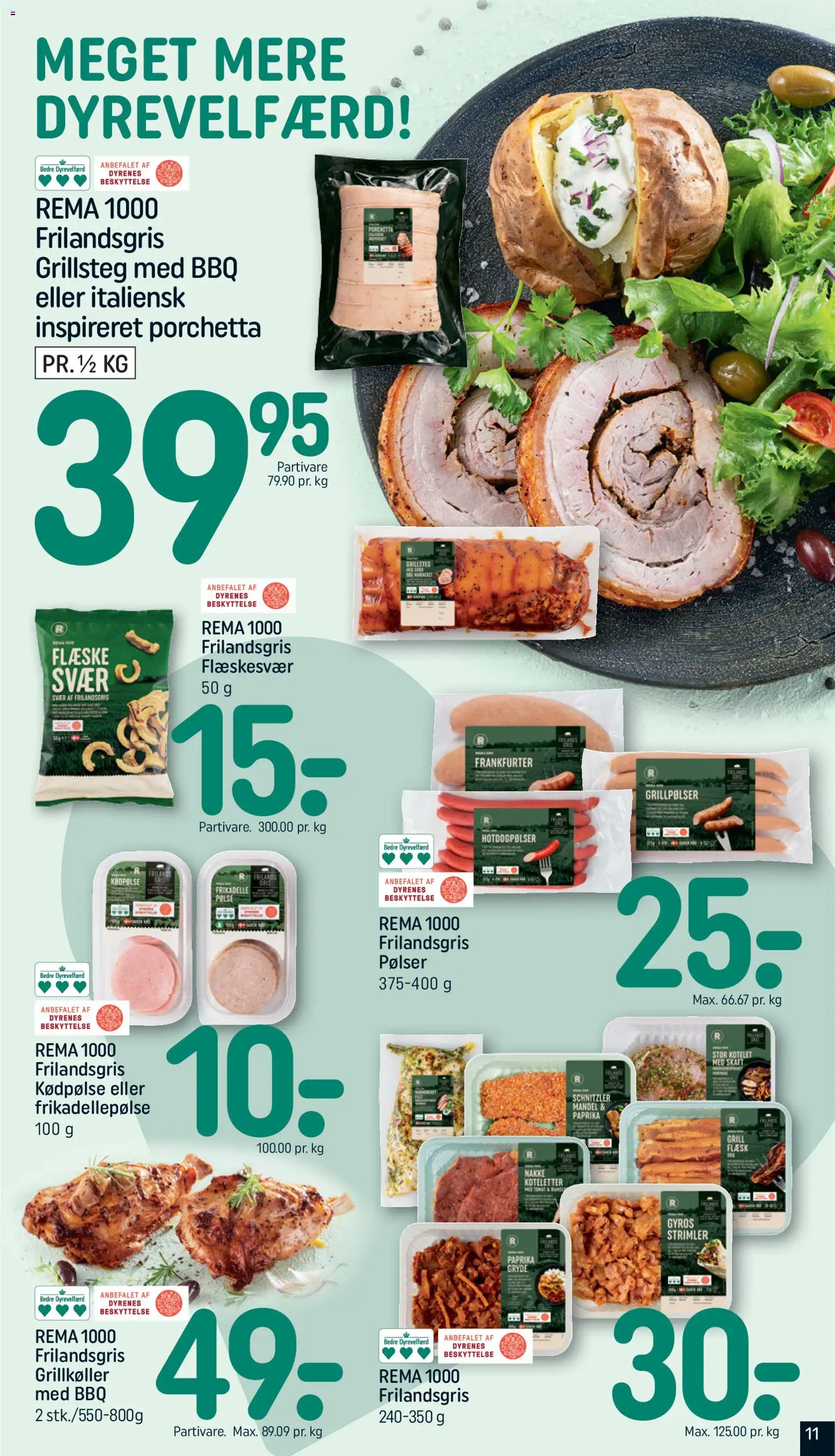 Rema 1000 tilbudsavis – gyldig fra 26.05.2026 | Side: 11 | Produkter: Pølser, Koteletter, Schnitzler, Flæskesvær