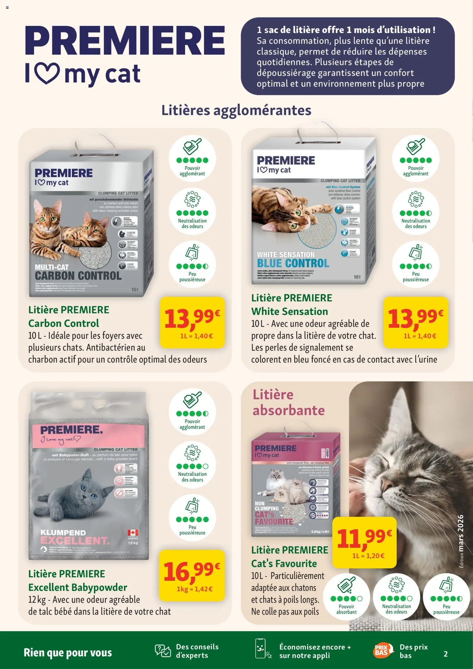 {H1} | Page: 2 | Produits: Litière agglomérante, Parfum, Litière, Colle
