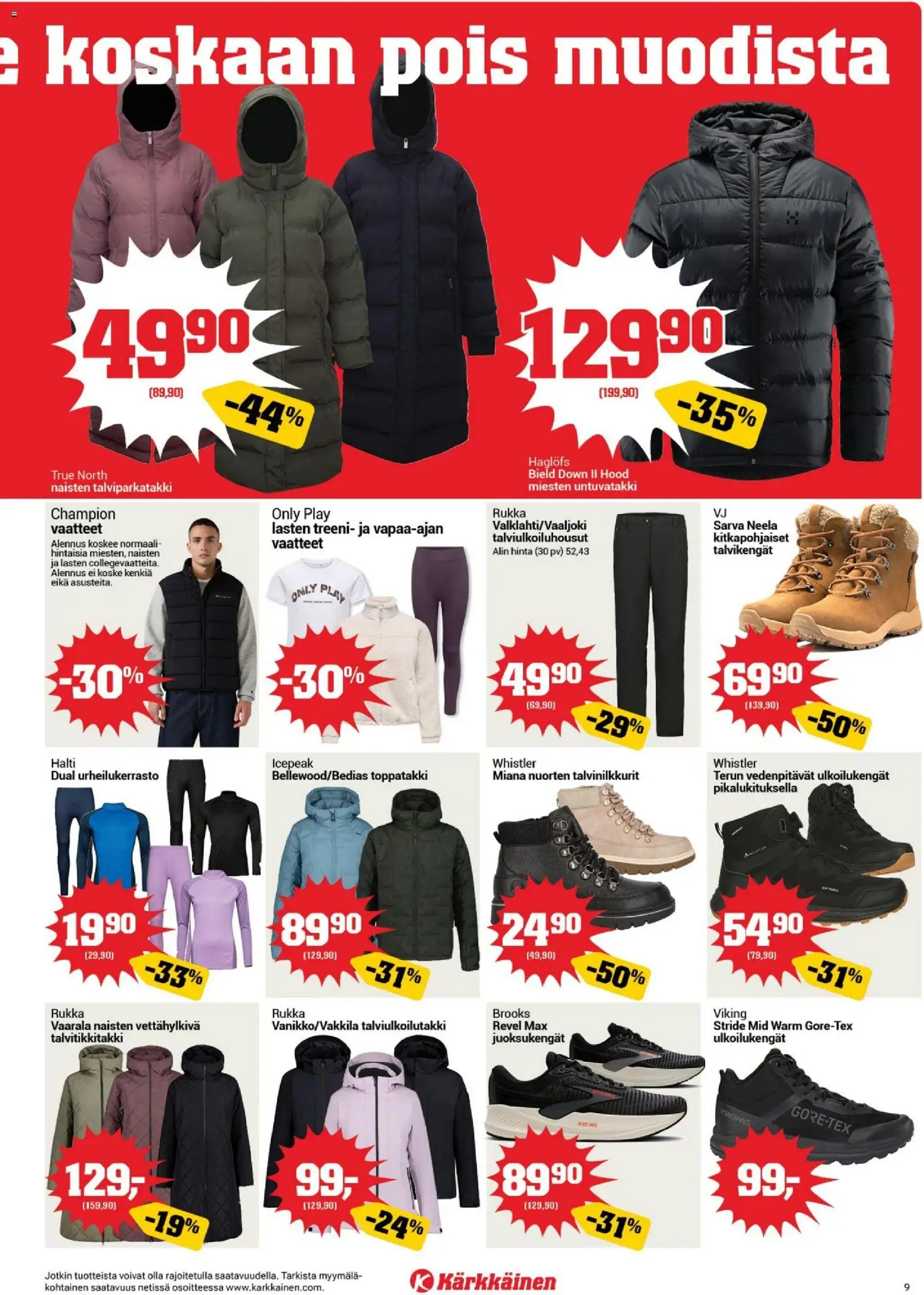 Kärkkäinen tarjoukset – voimassa 13/10/2026 alkaen | Sivu: 9 | Tuotteet: Vaatteet, Talvikengät, Toppatakki