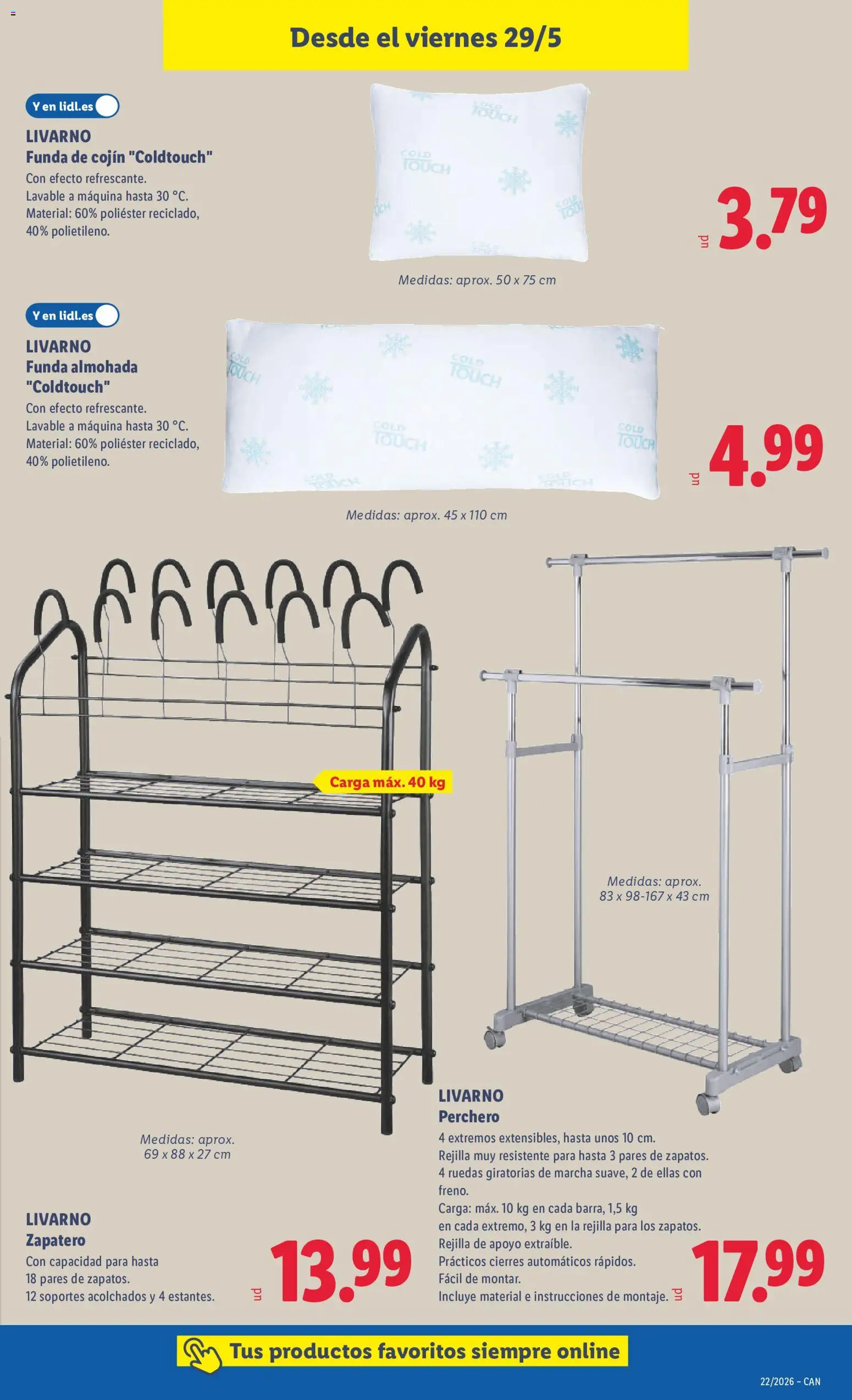 Lidl folleto de bazar │ válido desde el 25.05.2026 | Página: 33 | Productos: Perchero, Zapatero, Funda de cojín, Cojín