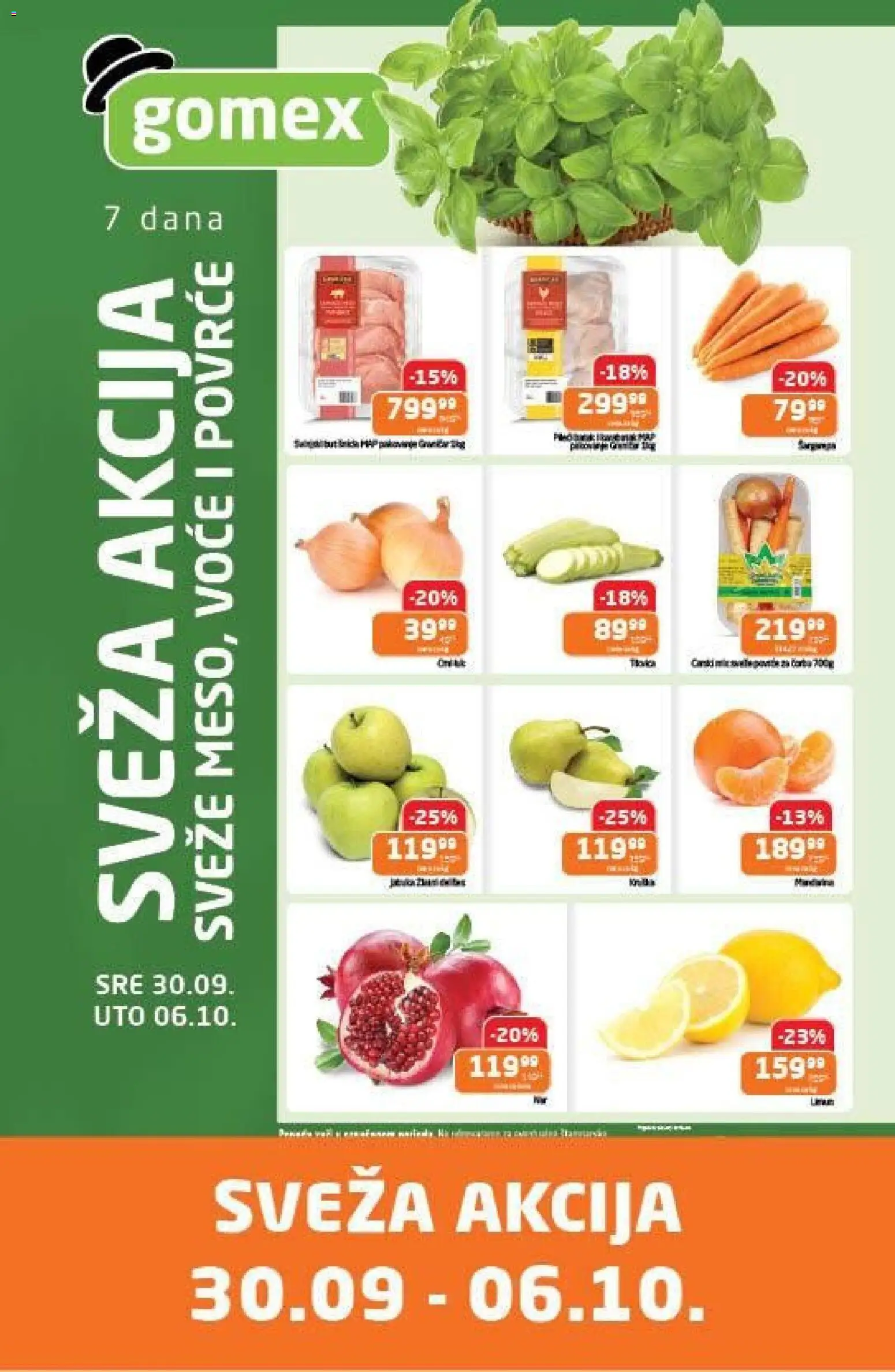 Gomex katalog - važi od 30.09.2026 | Strana: 1 | Proizvode: Voće, Povrće