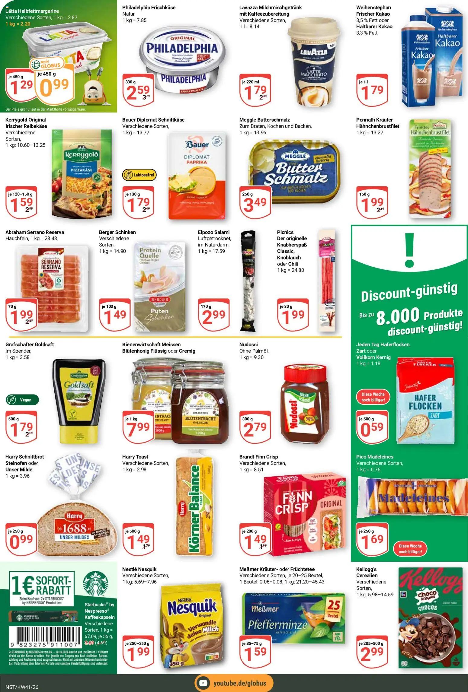 Globus Prospekt Neustadt a.d. Weinstraße – gültig ab 05.10.2026 | Seite: 15 | Produkte: Toast, Madeleines, Reibekase, Frischkase