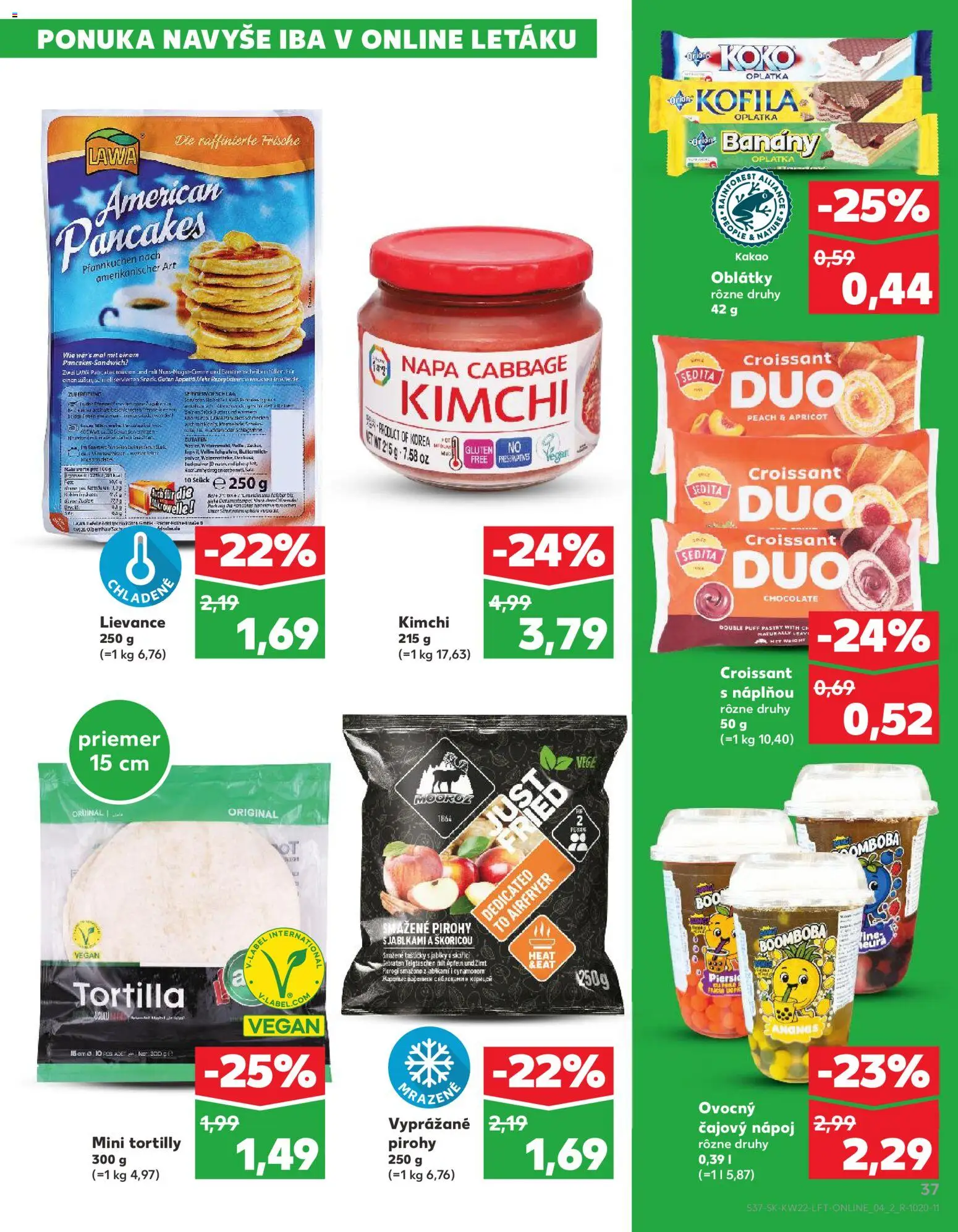 Nové Kaufland akcie – leták je platný od 28.05.2026 | Strana: 37 | Produkty: Croissant, Tortilly, Med, Kimchi