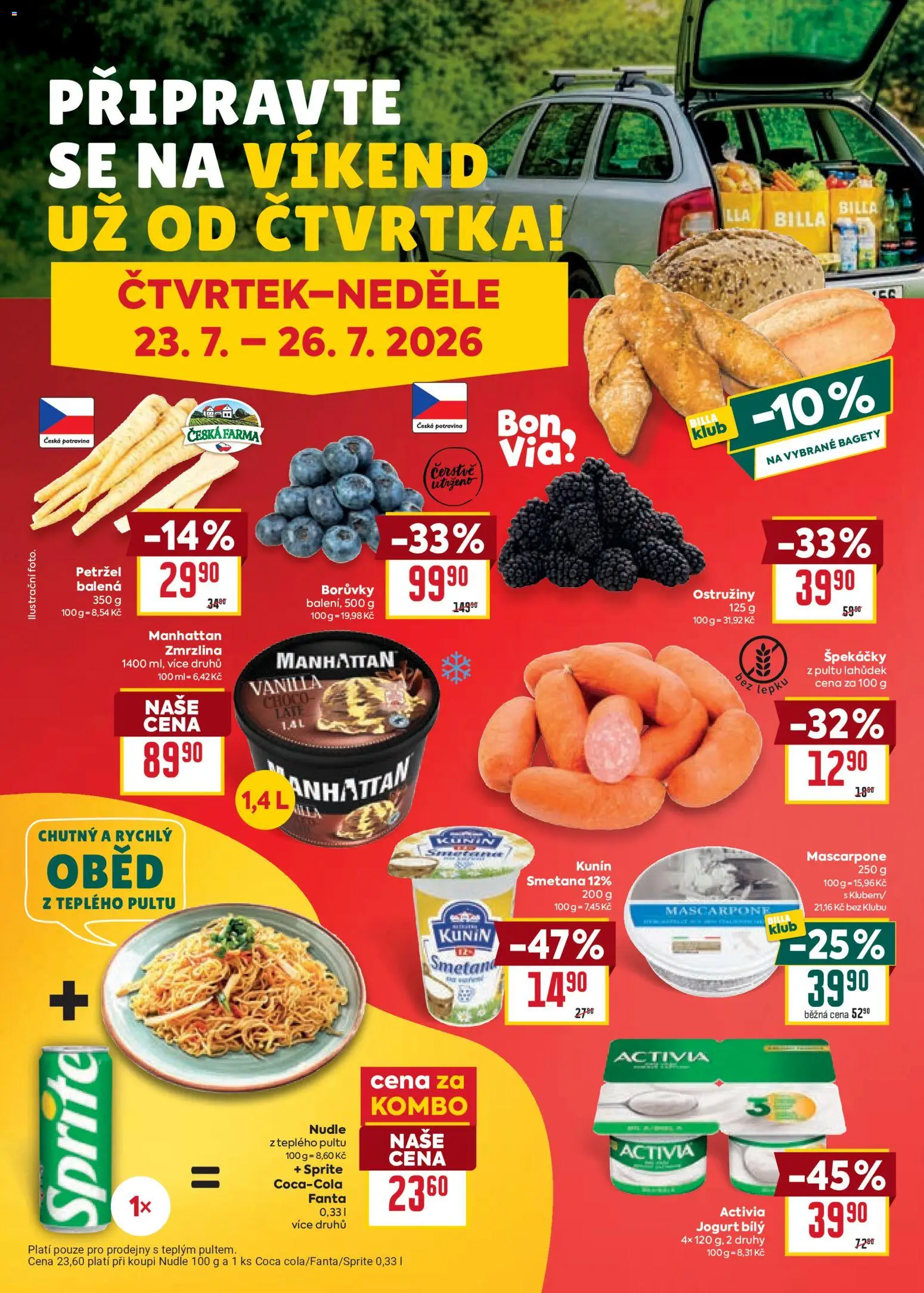 Billa Velký leták od 22.07.2026 | Strana: 32 | Produkty: Zmrzlina, Manhattan zmrzlina, Mascarpone, Nudle