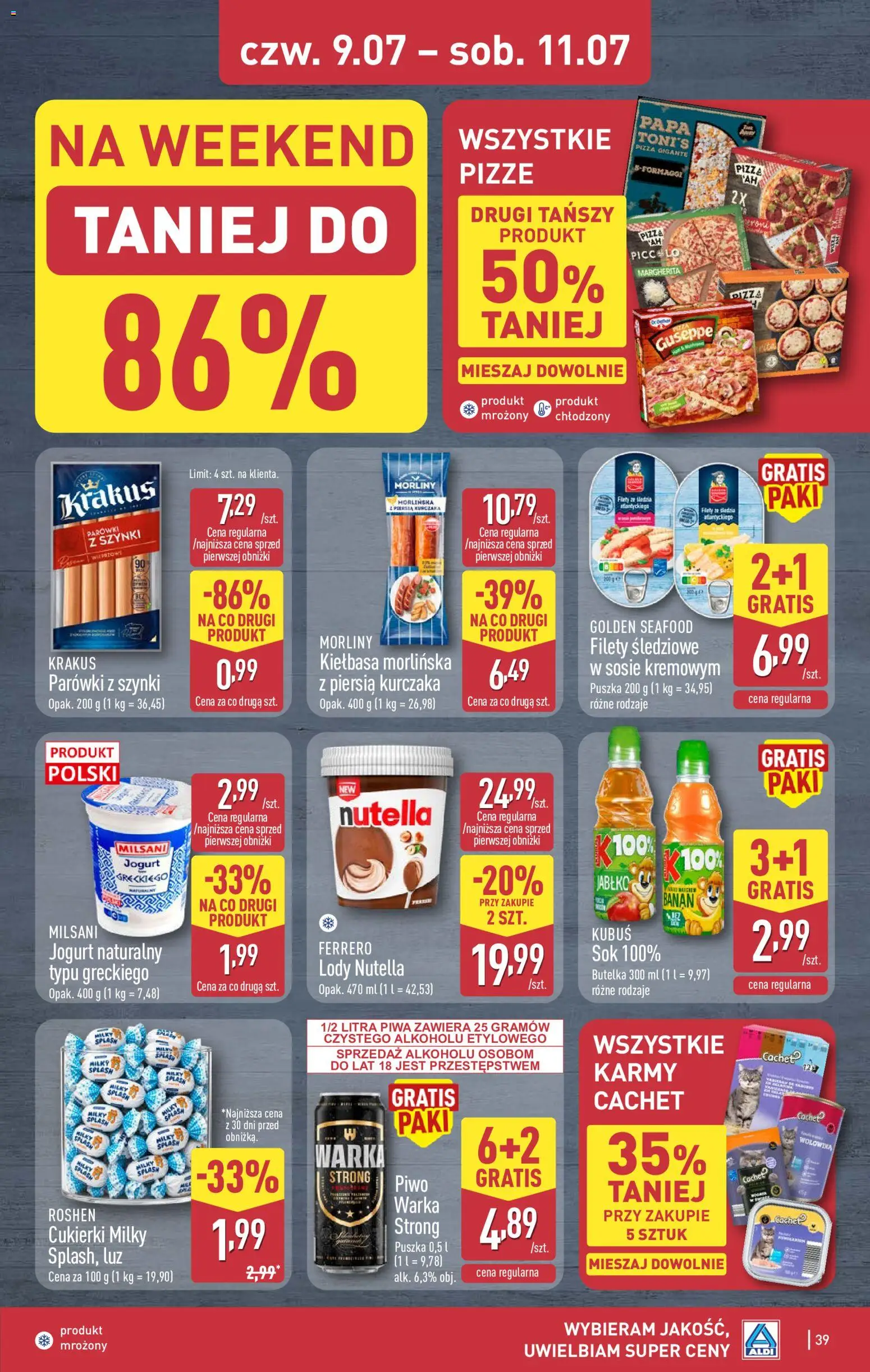 Aldi gazetka od 06.07.2026 | Strona: 39 | Produkty: Jogurt, Banan, Wołowina, Cukierki