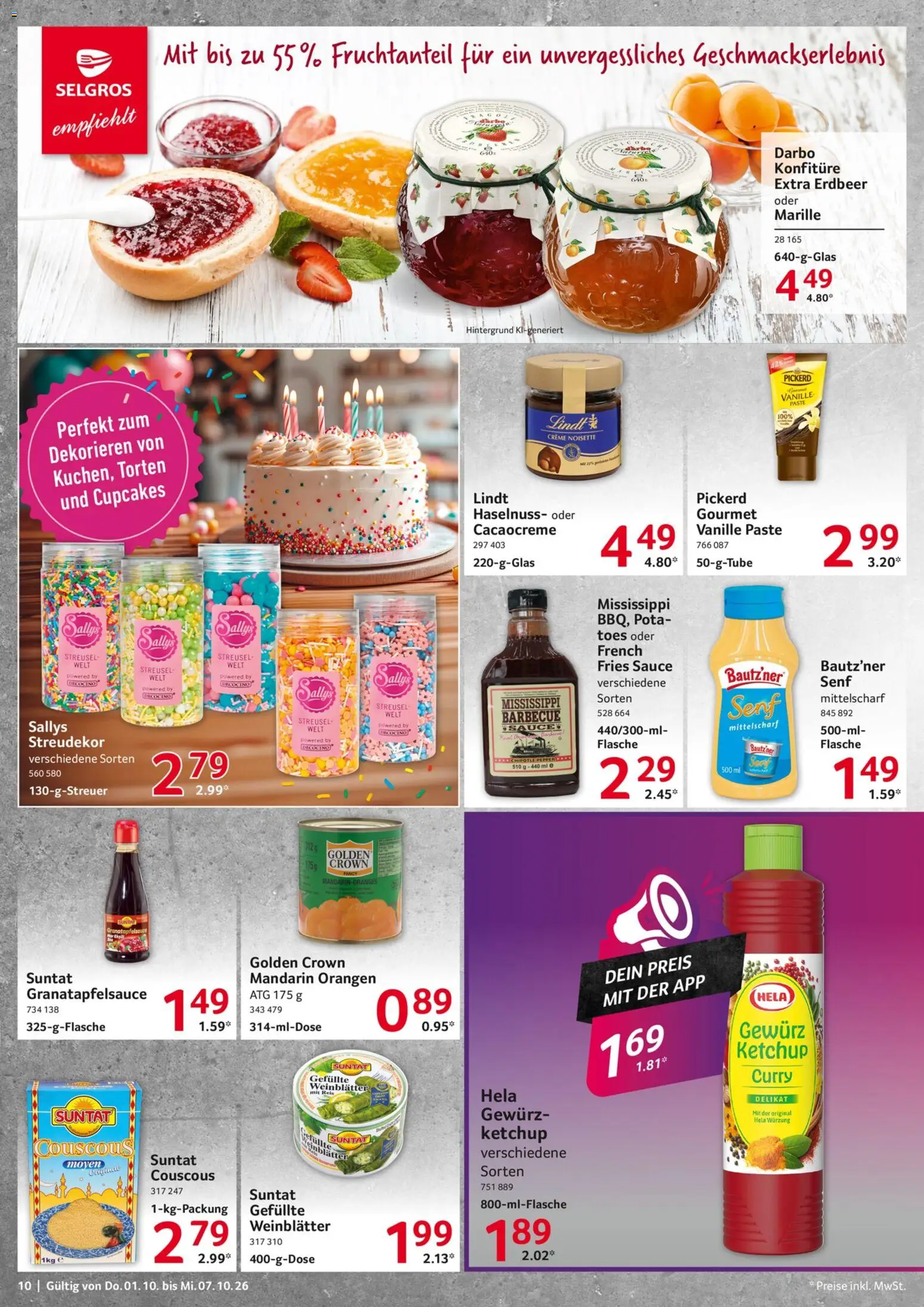 Selgros Prospekt – gültig ab 01.10.2026 | Seite: 10 | Produkte: Vanille, Reis, Lindt, Ketchup