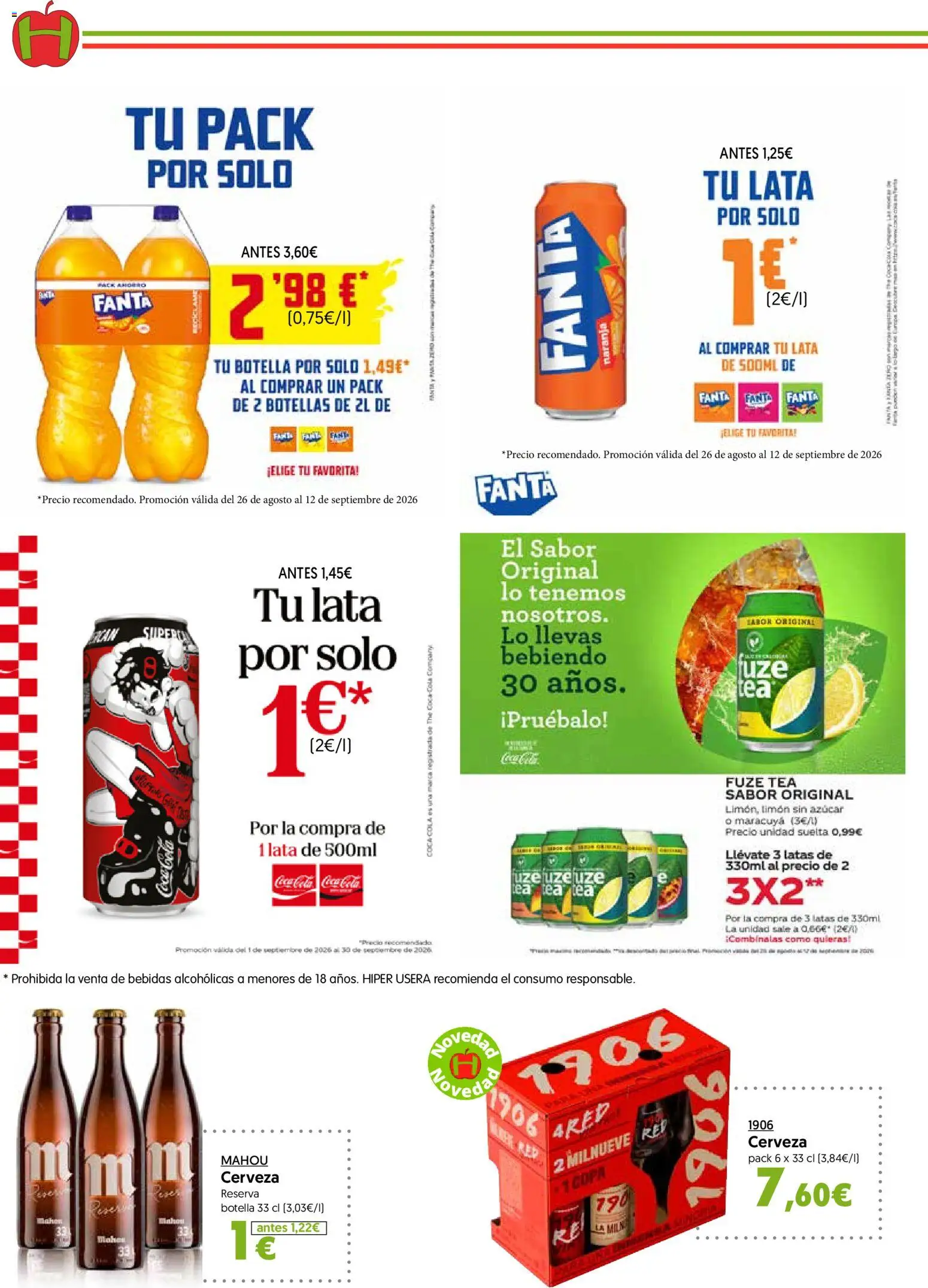 Hiper Usera folleto │ válido desde el 26/08/2026 | Página: 14 | Productos: Cerveza, Fanta, Limón, Azúcar