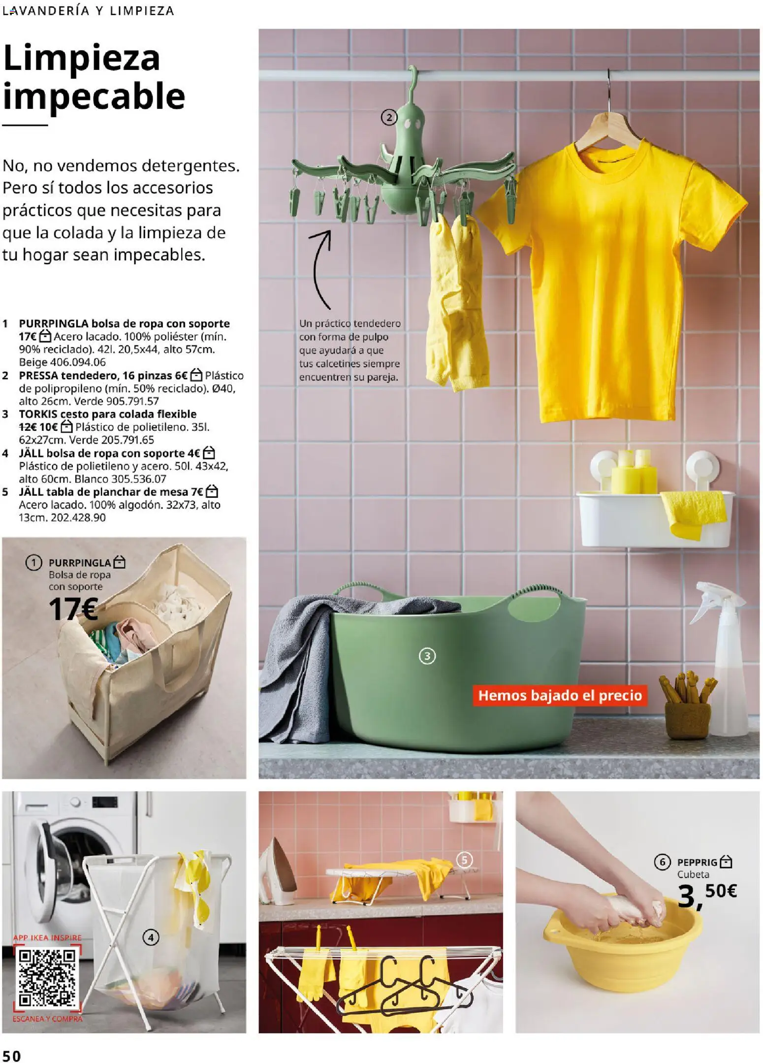IKEA - Accesorios y decoración │ válido desde el 01/09/2026 | Página: 50 | Productos: Tendedero, Tabla de planchar, Bolsa, Calcetines