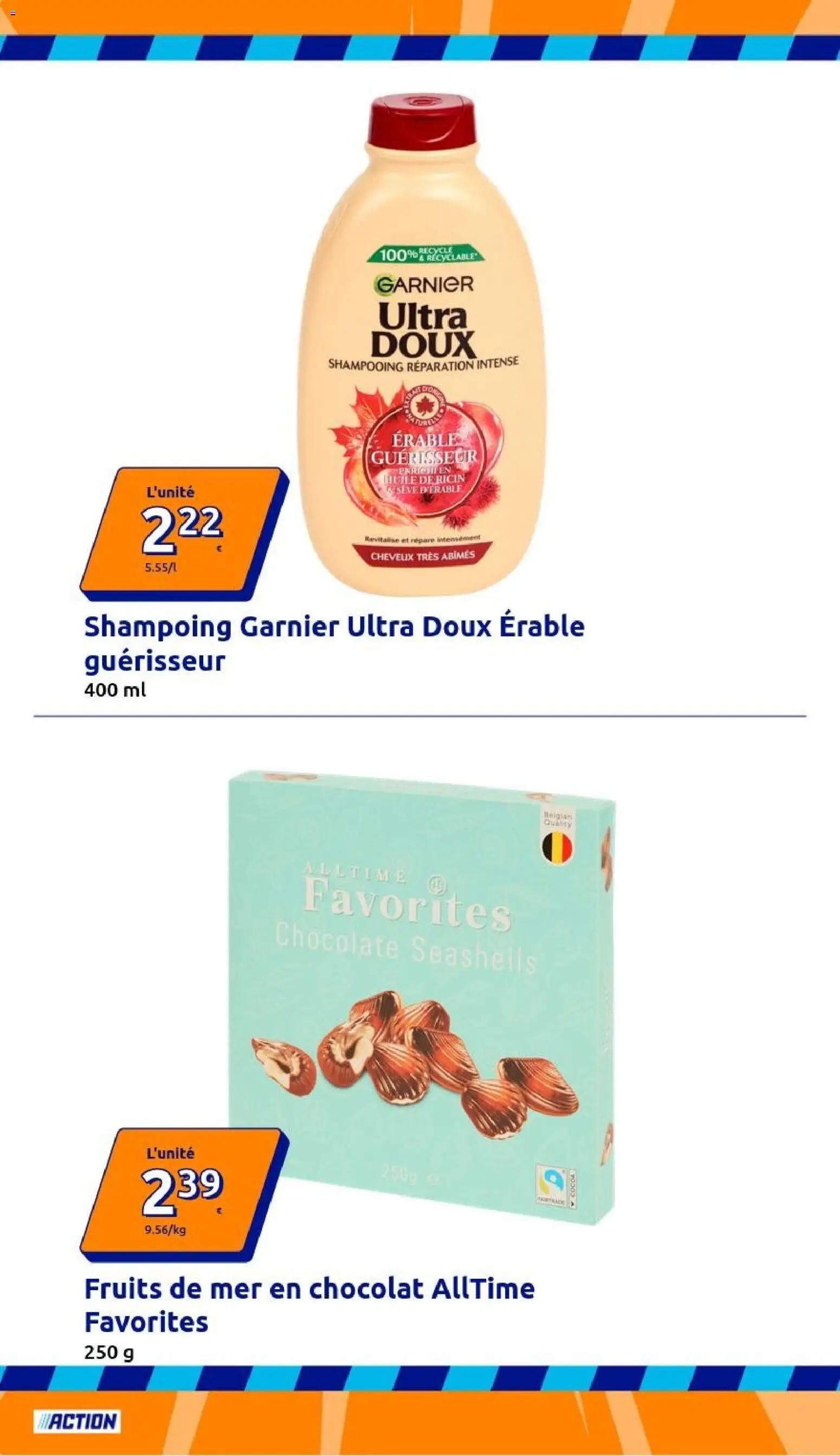 {H1} | Page: 8 | Produits: Fruits de mer, Shampoing, Huile, Chocolat