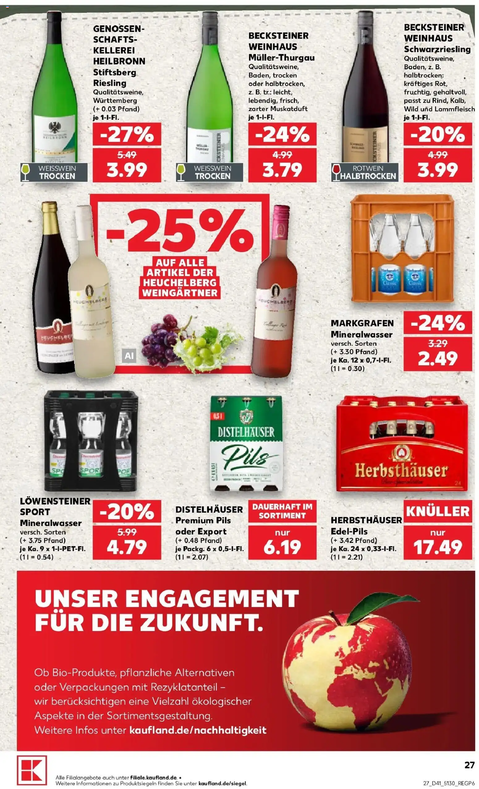 Prospekt Kaufland ab 05.10.2026 » Angebote Online zum Blättern | Seite: 37 | Produkte: Weißwein, Rotwein, Pils, Mineralwasser