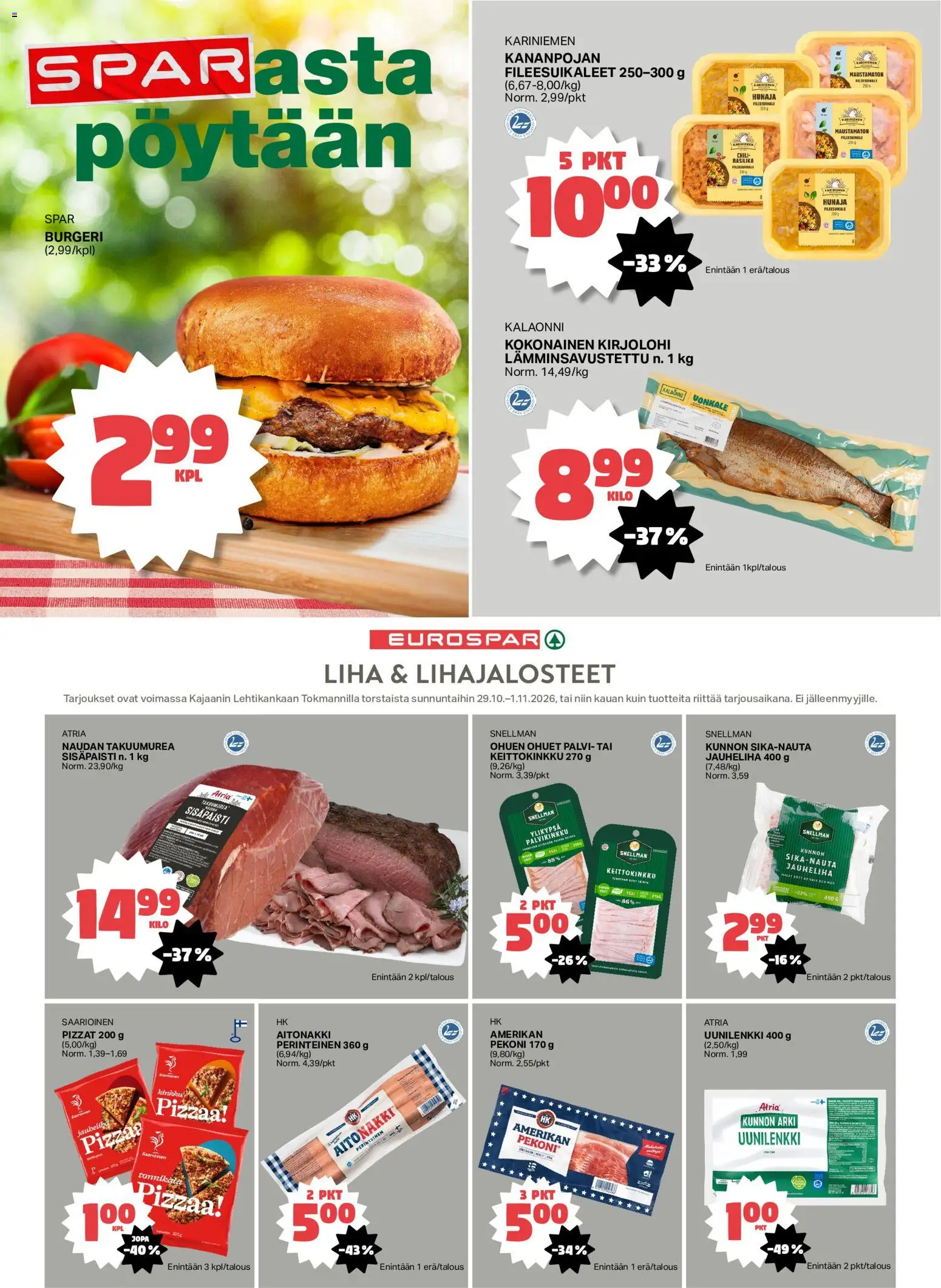 Tokmanni Eurospar Kajaani – voimassa 29/10/2026 alkaen | Sivu: 4 | Tuotteet: Kokonainen, Chili, Pekoni, Kinkku