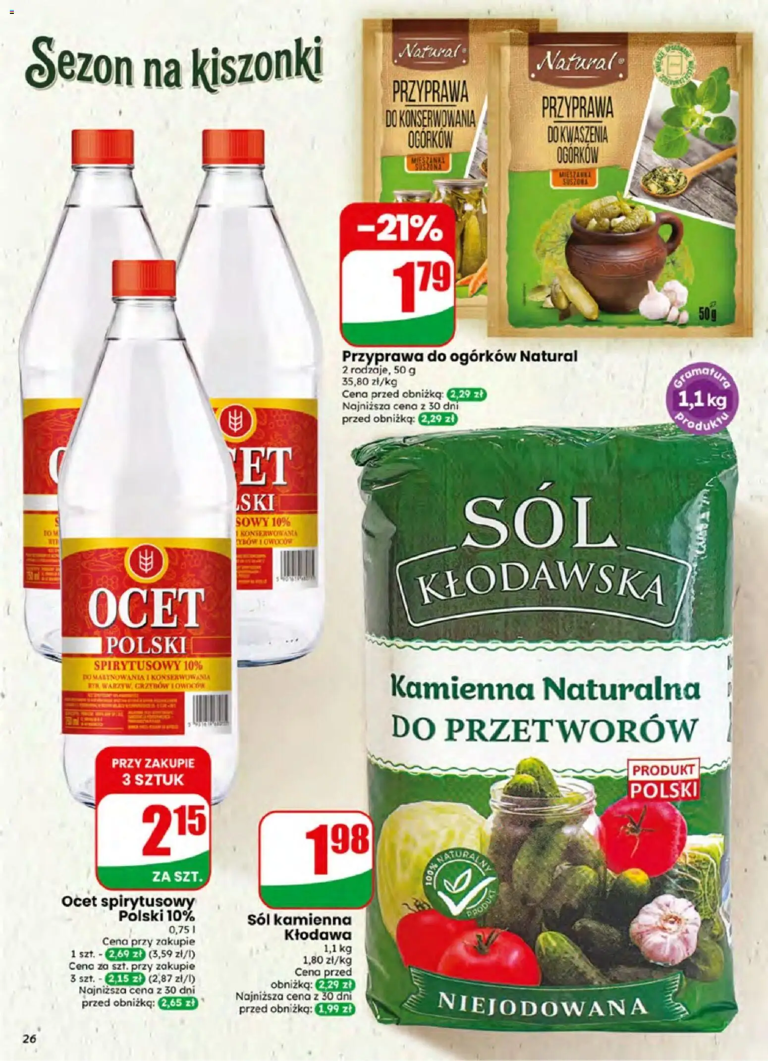 Dino gazetka od 01.07.2026 | Strona: 26 | Produkty: Ocet spirytusowy, Ocet, Sól