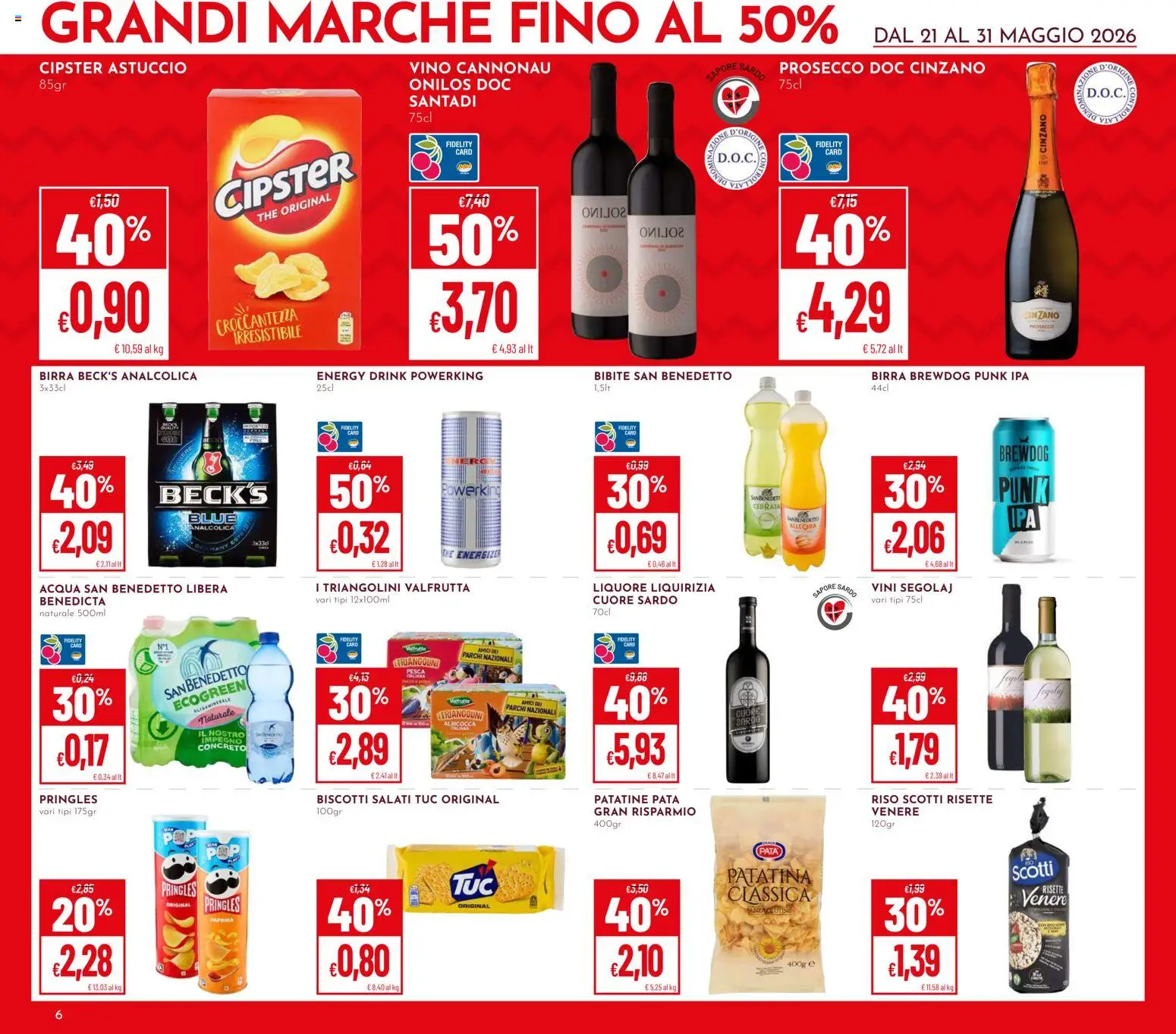 Volantino Pan del 21.05.2026 | Pagina: 6 | Prodotti: Pesca, Bibite, Astuccio, Liquore