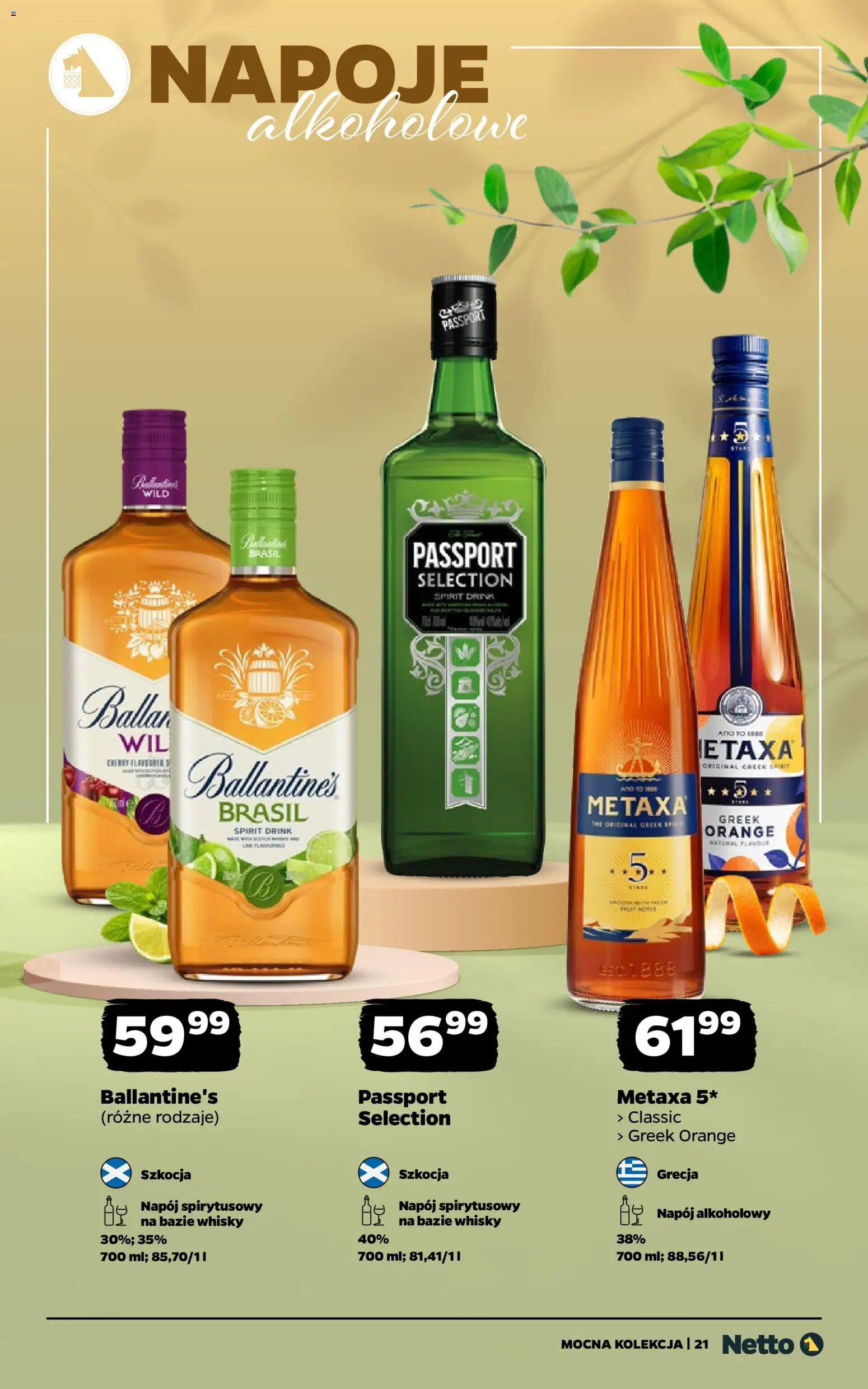 Netto gazetka - Alkohole mocne od 11.05.2026 | Strona: 21 | Produkty: Napoje, Metaxa, Whisky