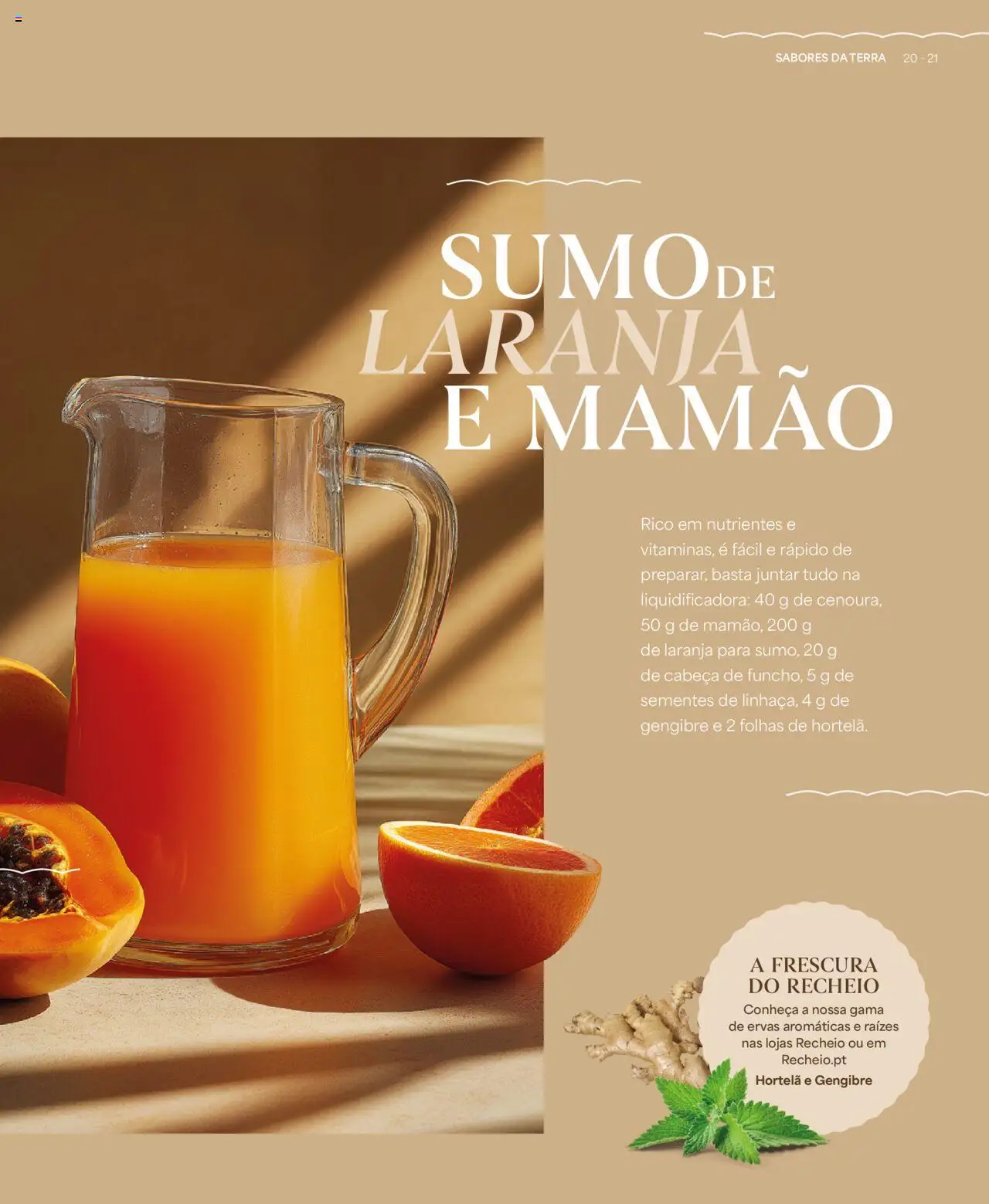 Recheio - Recheio da Terra │ válido de 25/09/2025 | Página: 21 | Produtos: Hortelã, Gengibre, Ervas aromáticas, Mamão
