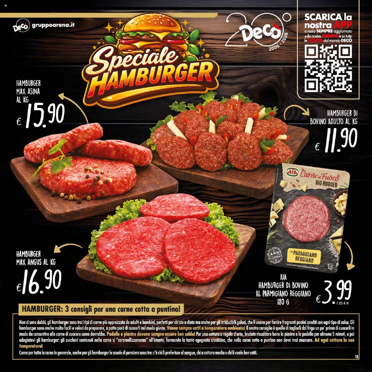 Volantino Decò del 21/08/2026 | Pagina: 13 | Prodotti: Carne, Padella, Parmigiano reggiano, Hamburger