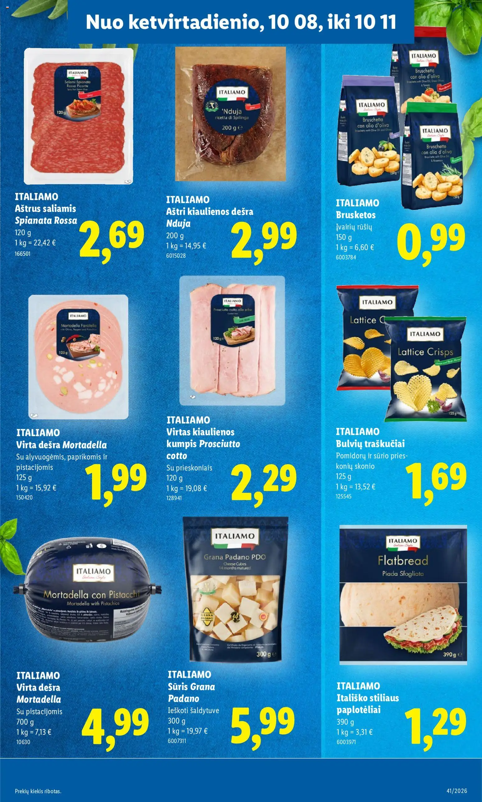 LIDL akcijos nuo 2026.10.05 | Puslapis: 29 | Prekių: Kiaulienos, Sūris, Saliamis, Kumpis