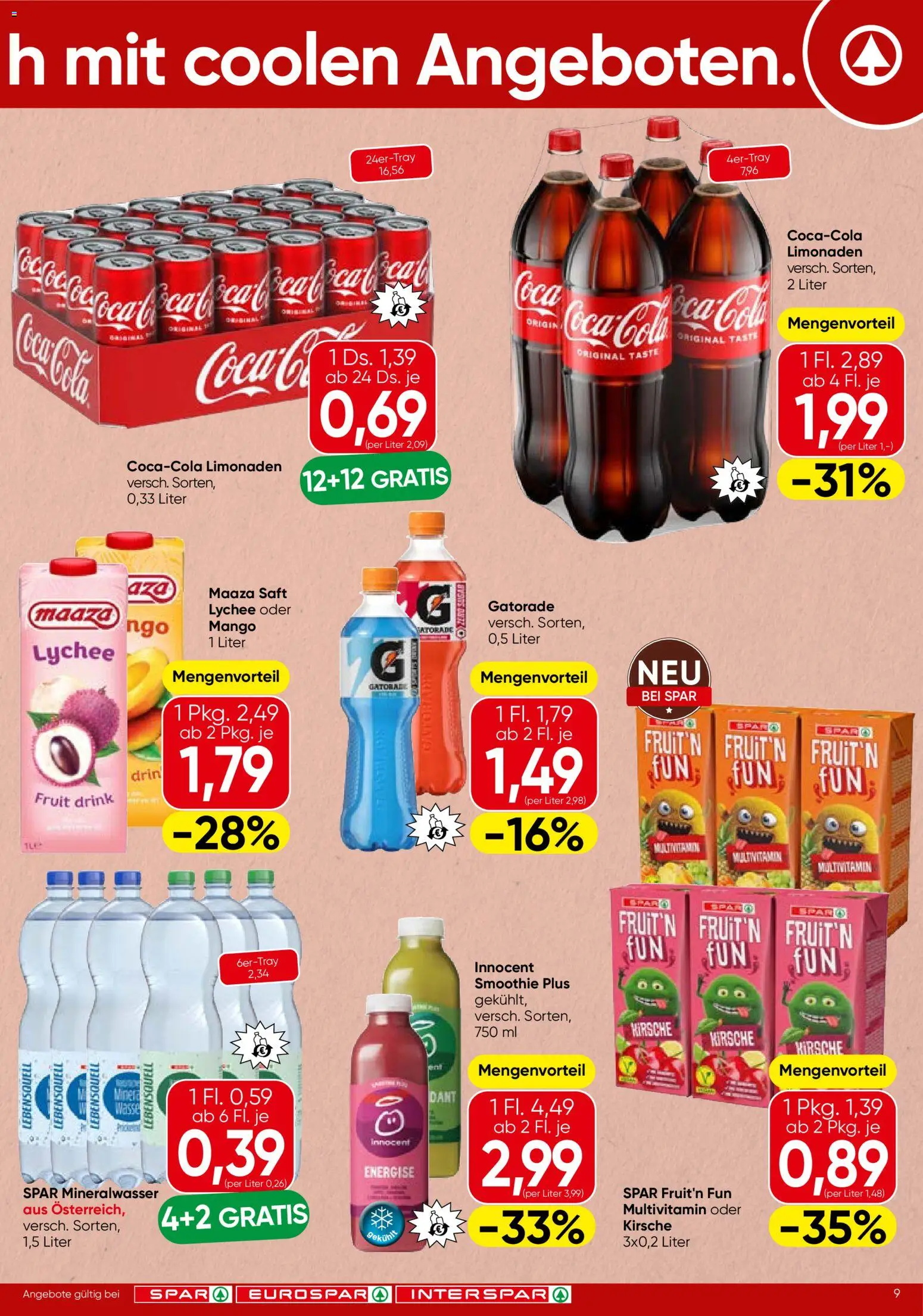 Spar Flugblatt - Wien gültig ab 16.04.2026 | Seite: 9 | Produkte: Mango, Saft, Papier blanc