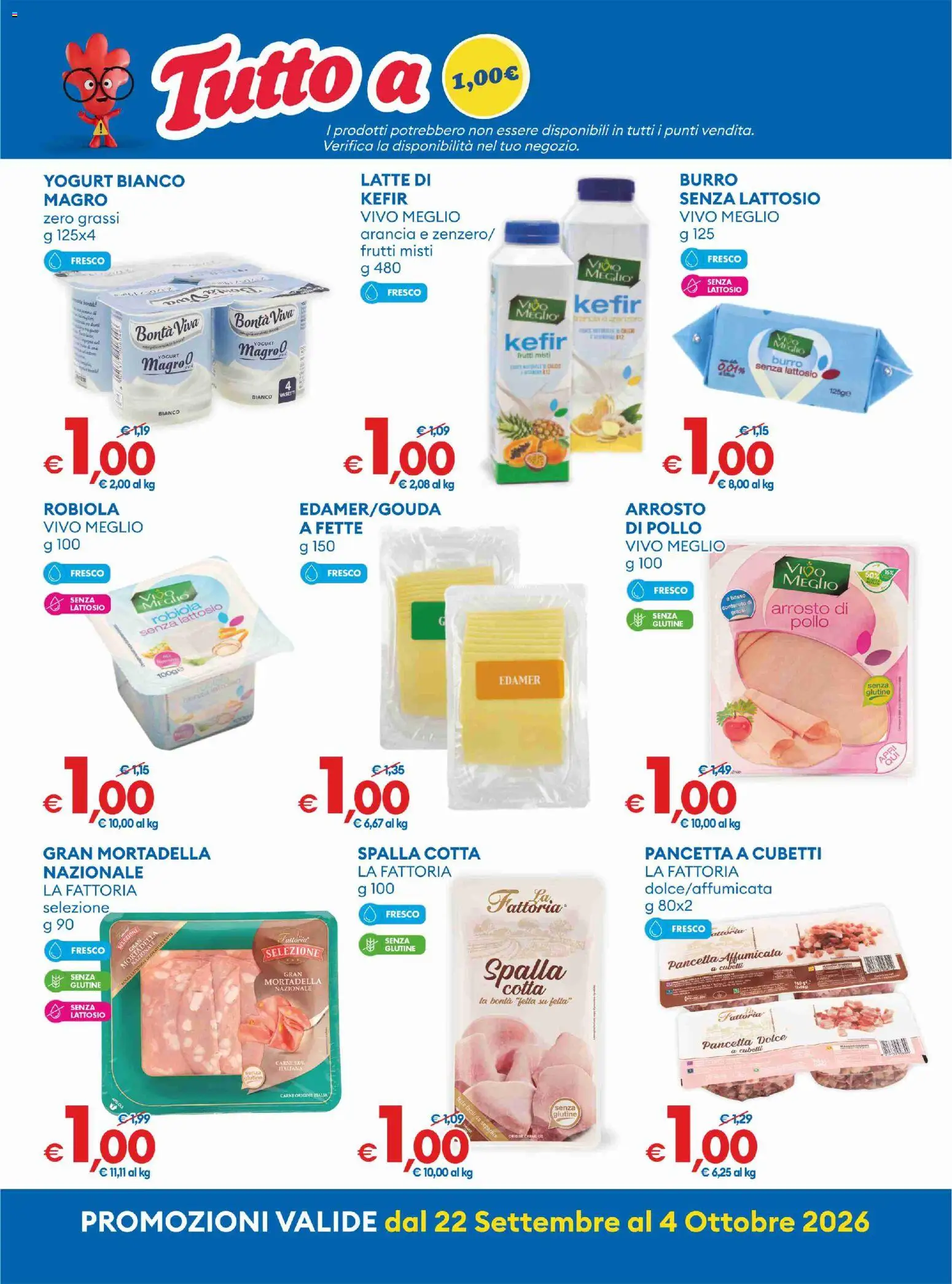 Volantino MD Discount del 22/09/2026 | Pagina: 2 | Prodotti: Arrosto, Latte, Yogurt magro, Senza lattosio
