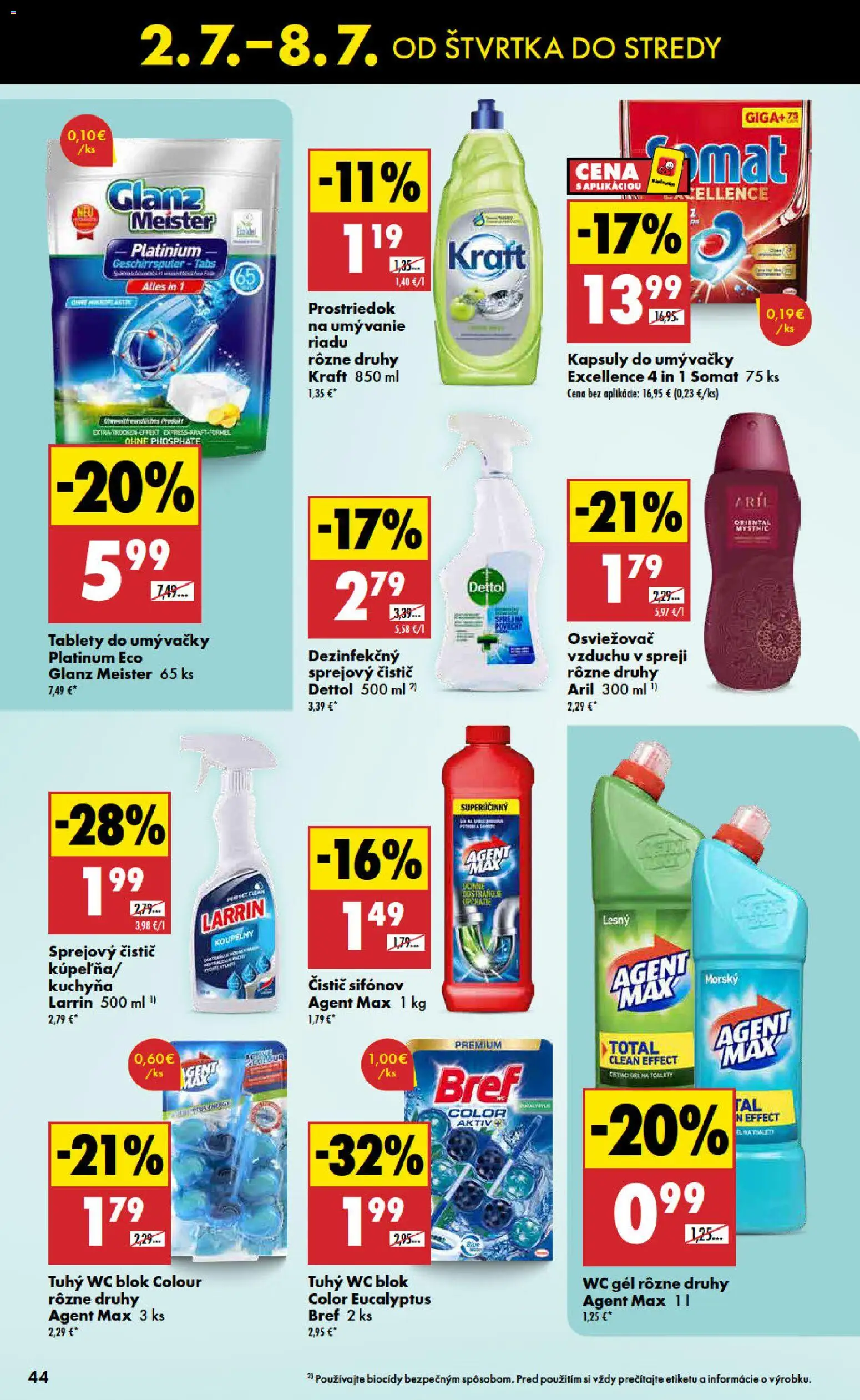 Nové Biedronka akcie – leták je platný od 02.07.2026 | Strana: 44 | Produkty: Kuchyňa, Osviežovač vzduchu, Tablety do umývačky riadu, Prostriedok na umývanie riadu