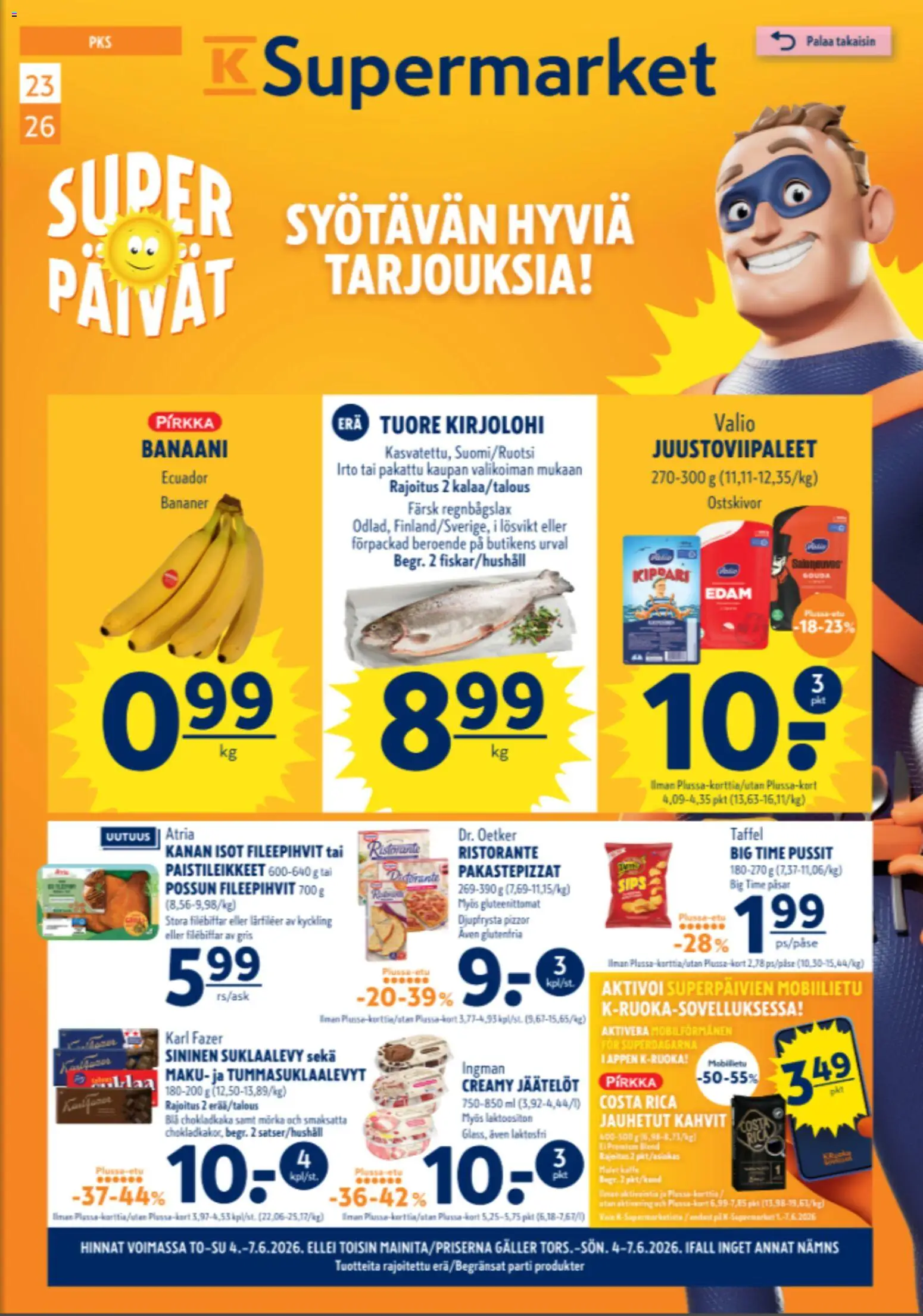 K-Supermarket tarjoukset – voimassa 04.06.2026 alkaen | Sivu: 1 | Tuotteet: Kirjolohi