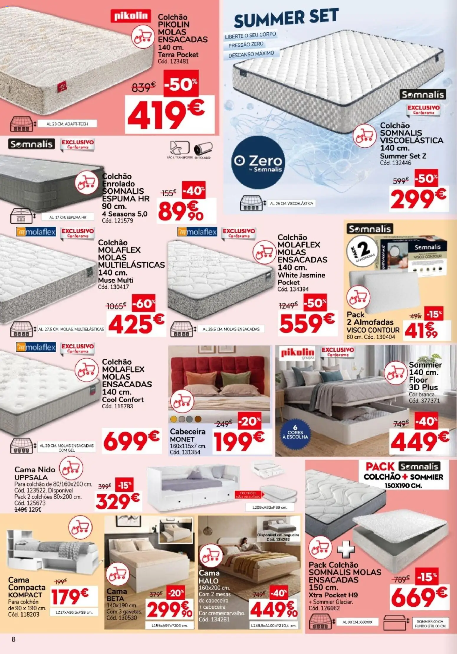 Conforama folheto │ válido de 27/08/2026 | Página: 8 | Produtos: Colchões, Cama, Colchão