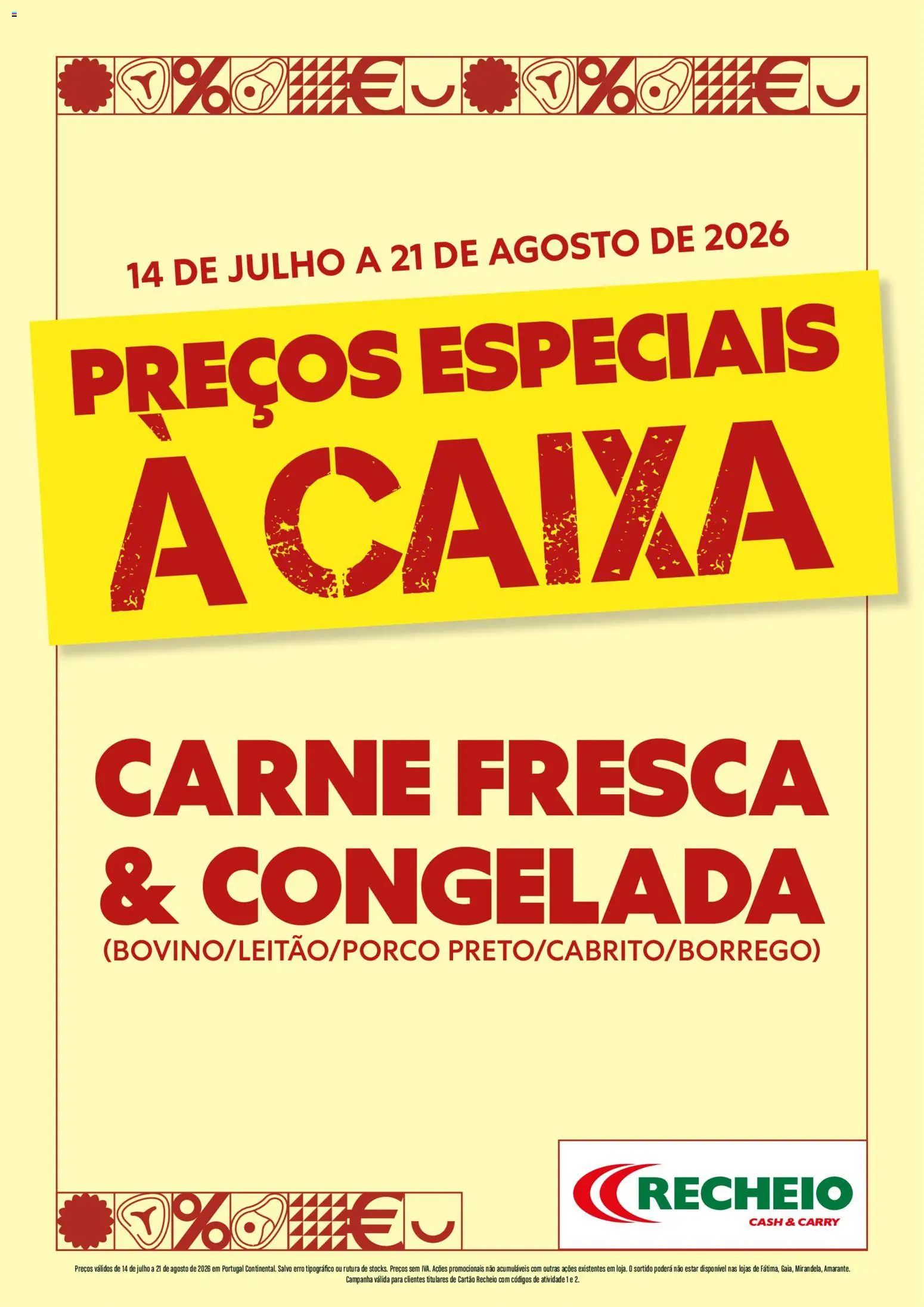 Recheio Carne Fresca & Congelada │ válido de 14/07/2026 | Página: 1 | Produtos: Carne