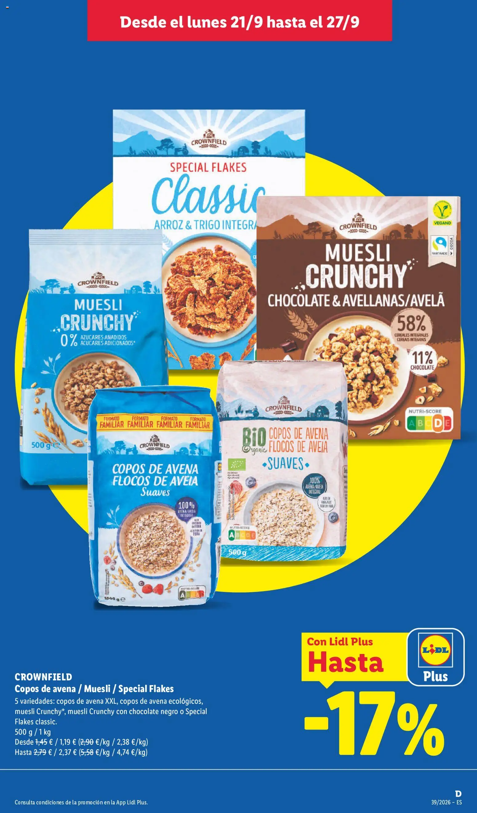 Lidl folleto │ válido desde el 21/09/2026 | Página: 21 | Productos: Copos de avena, Arroz, Cereales, Copos
