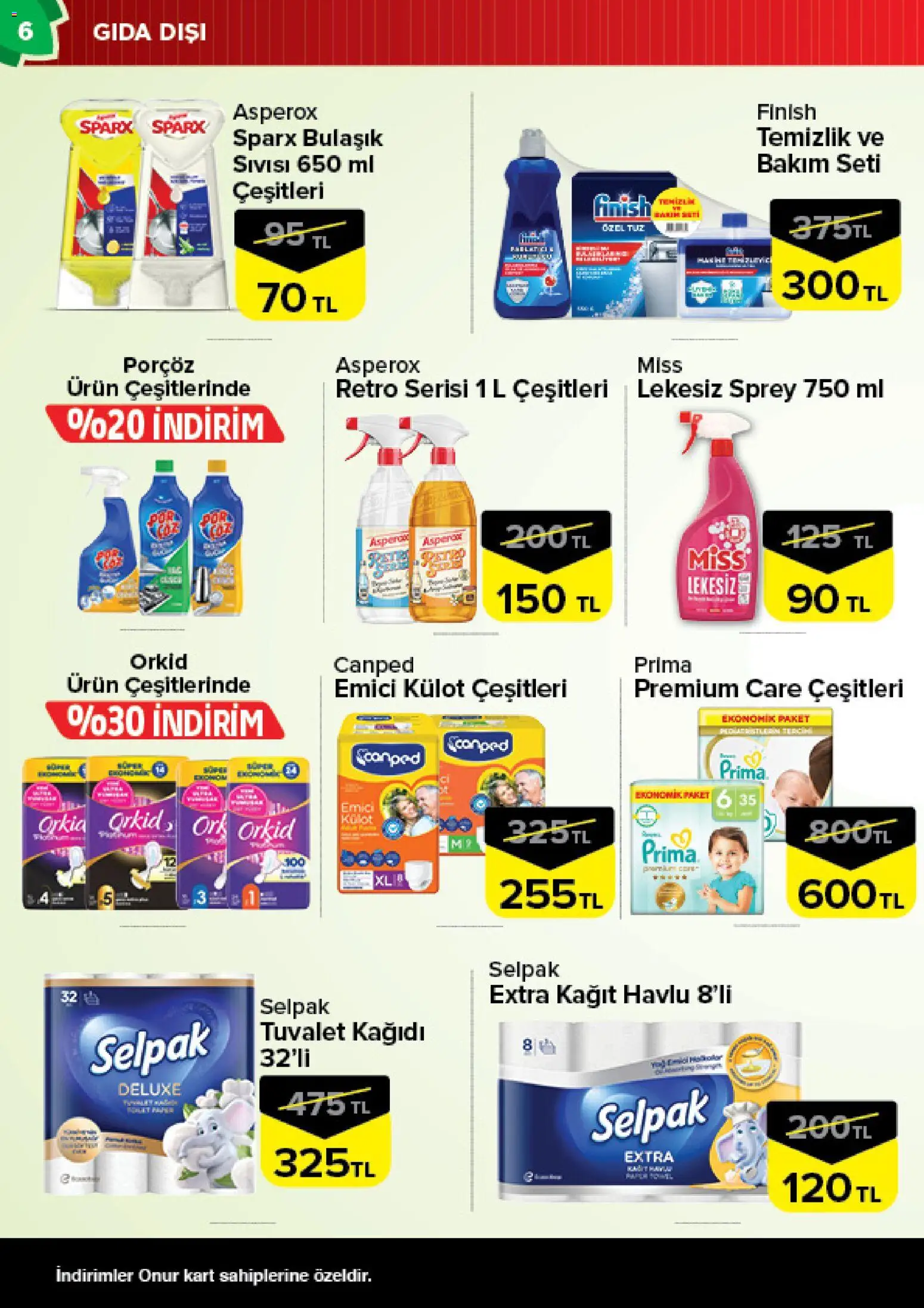 Onur Market Katalog - 29 Eylül 2026 tarihinden itibaren geçerlidir | Sayfa: 6 | Ürünler: Tuvalet, Külot, Kağıt havlu, Tuvalet kağıdı
