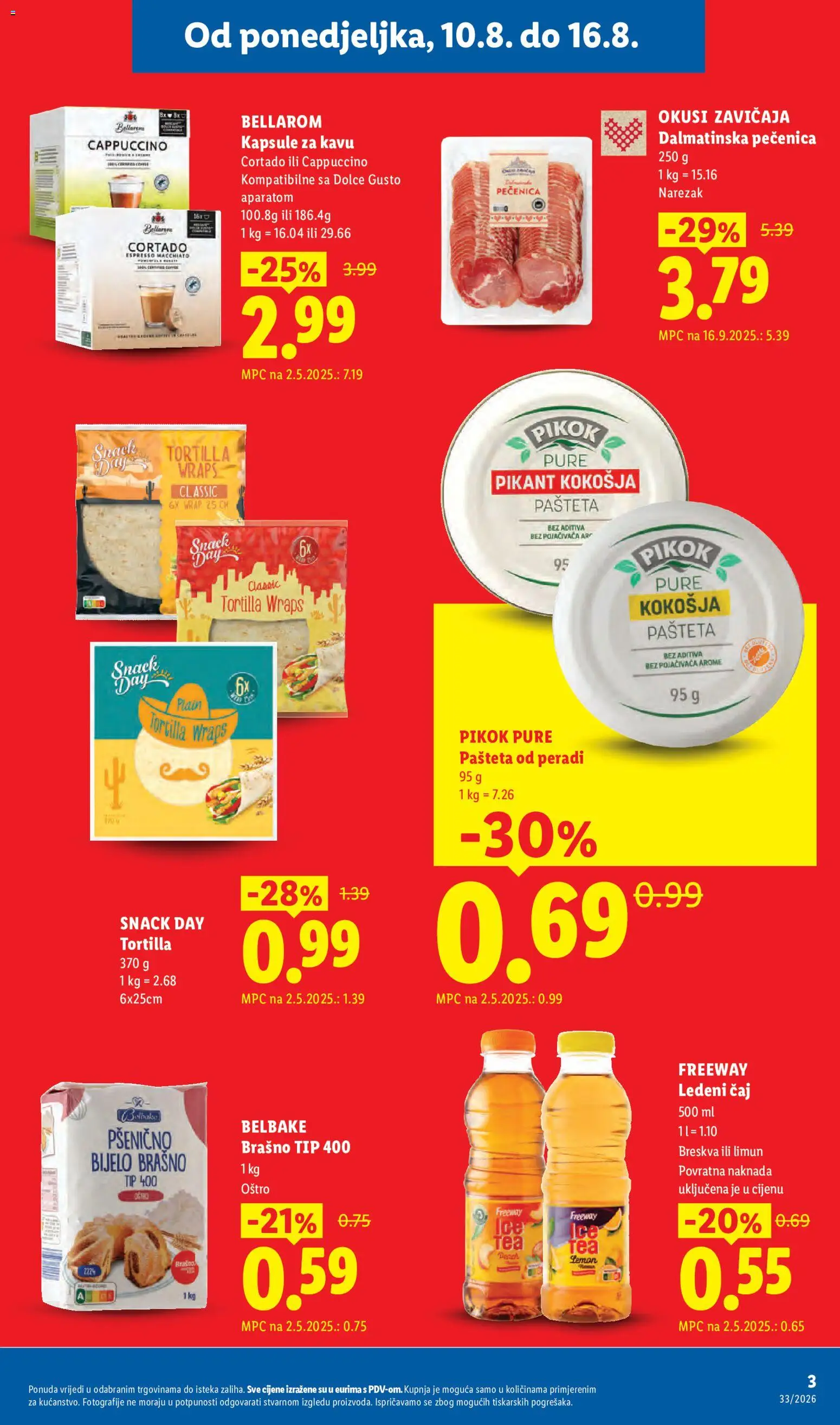Lidl katalog | vrijedi od 10.08.2026 | Stranica: 3 | Proizvodi: Pečenica, Okusi zavičaja, Ledeni čaj, Limun